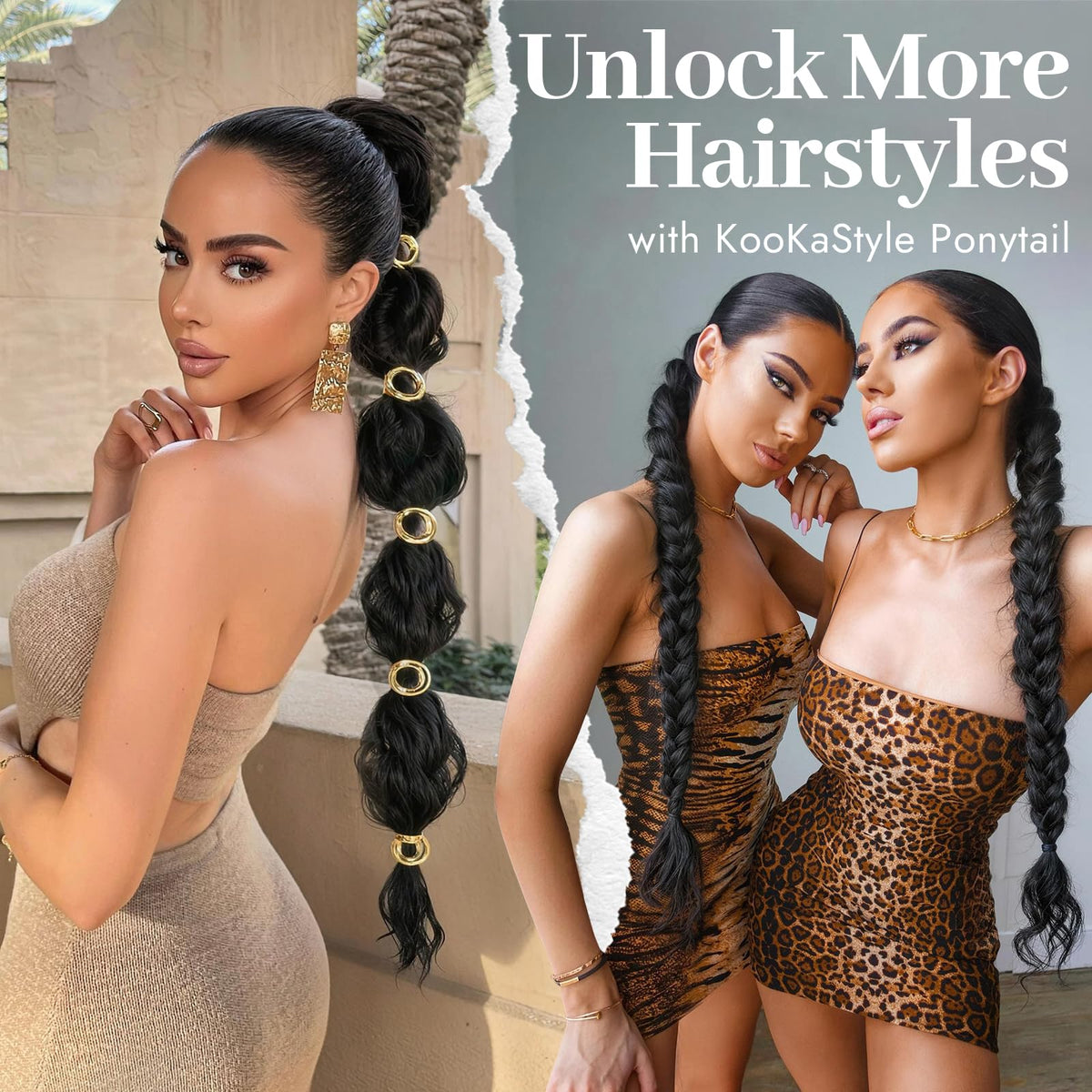 KooKaStyle Long Medium Brown Curly Synthetic Drawstring Ponytail Extension