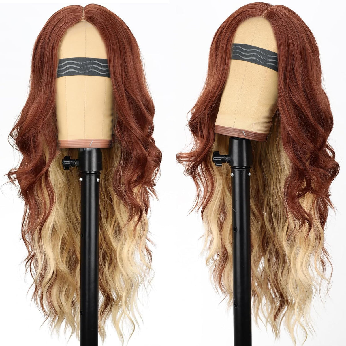 AISI HAIR Black Wig for Women, Long Wavy Lace Hairline Synthetic Wig 26Inch