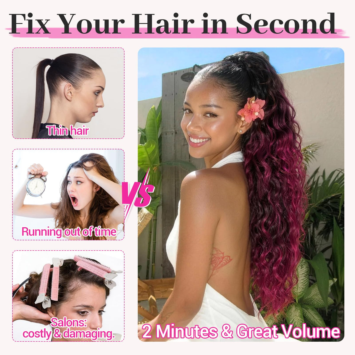 KooKaStyle Long Medium Brown Curly Synthetic Drawstring Ponytail Extension