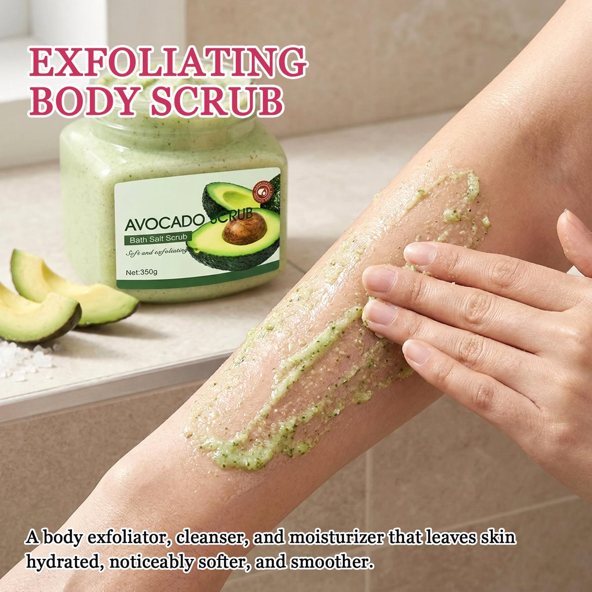 Cherry Body Exfoliator, Deep Cleaning Exfoliating Body Scrub, Moisturizing Nourishing Salt Rose Body Scrub, 350 g