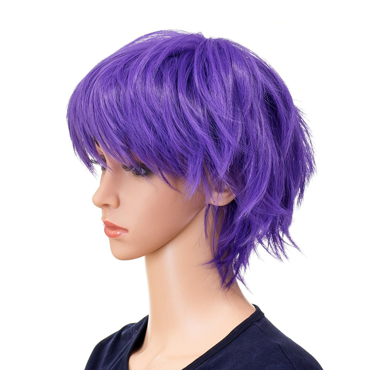 SWACC Unisex Fashion Spiky Layered Short Anime Cosplay Wig for Men and Women (1B-Off Black)