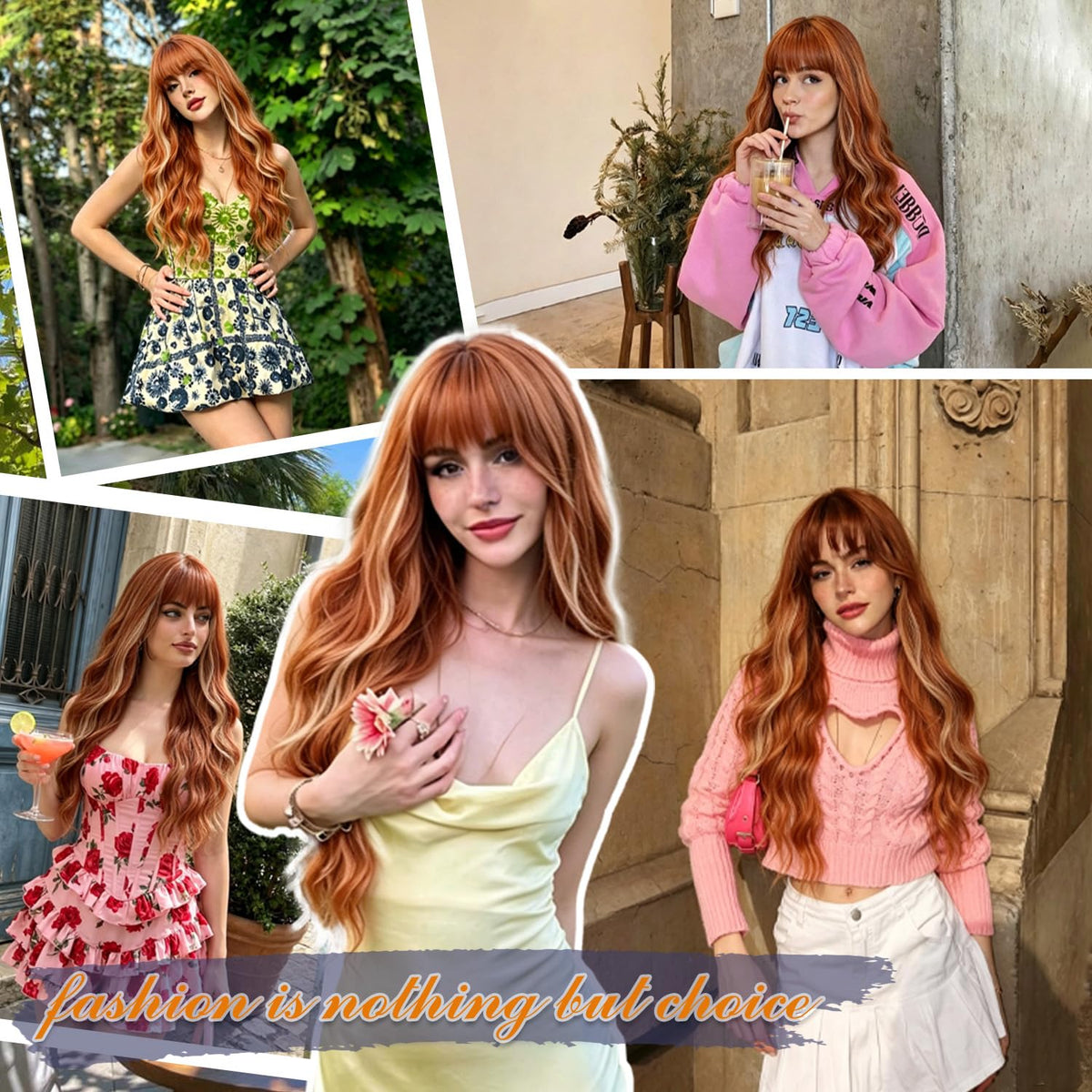 Burgundy Wig with Bangs for Women, Long Wavy Red Wig 26 Inch Wigs Heat Resistant Sythetic Wig for Daily Party Use