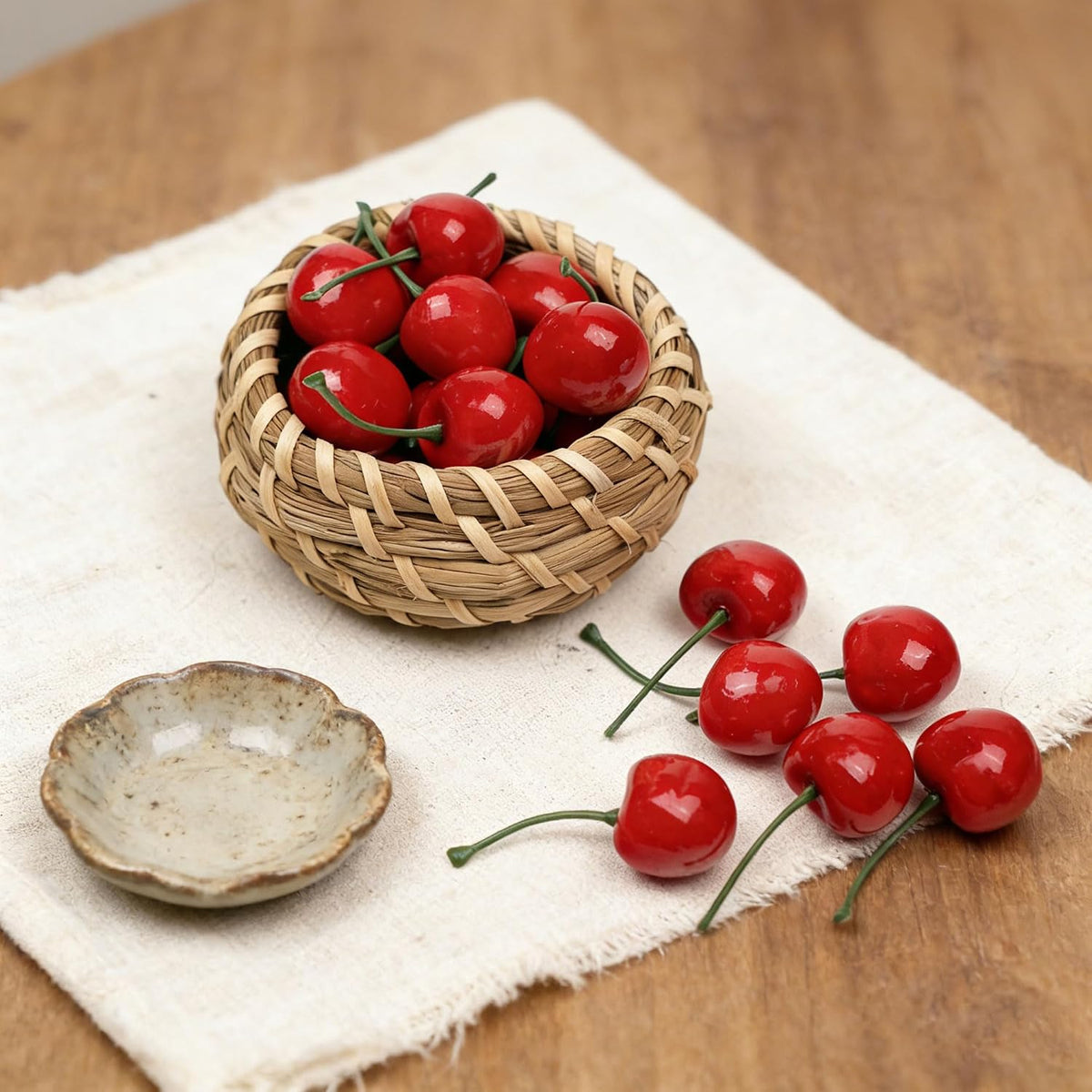 30 Pcs Fake Cherries, 30mm/1.18 Inch, Lifelike Artificial Red Cherry. *NOT EDIBLE*