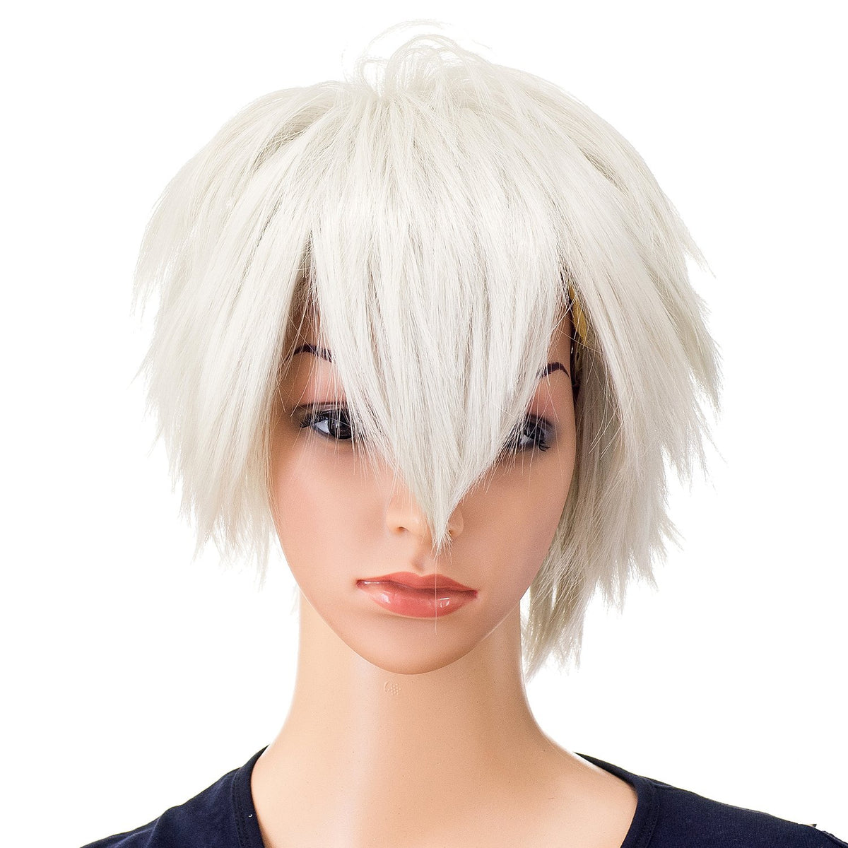 SWACC Unisex Fashion Spiky Layered Short Anime Cosplay Wig for Men and Women (1B-Off Black)