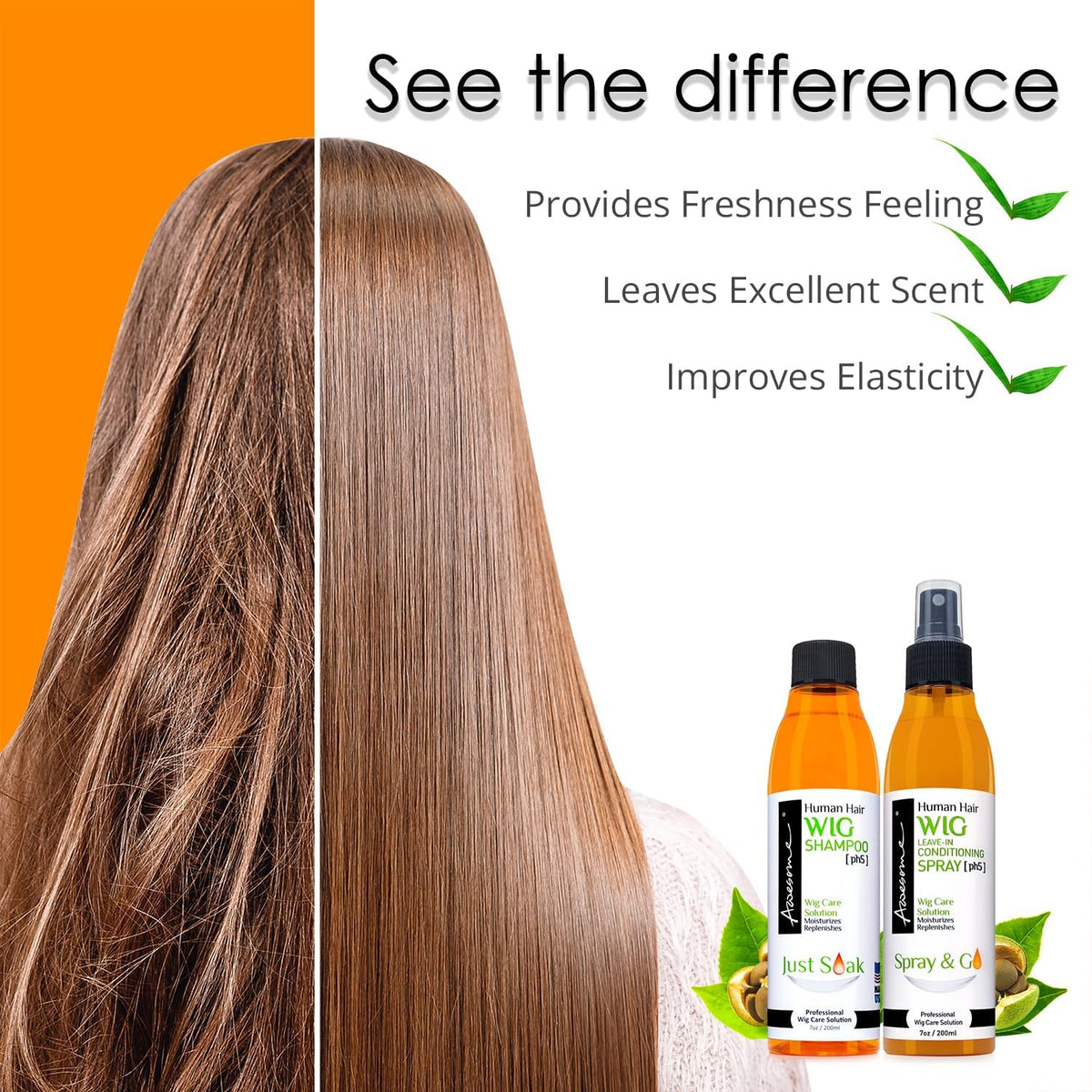 Awesome Synthetic Wig Care Kit, Shampoo & Leave-In Conditioner, 3-Pack