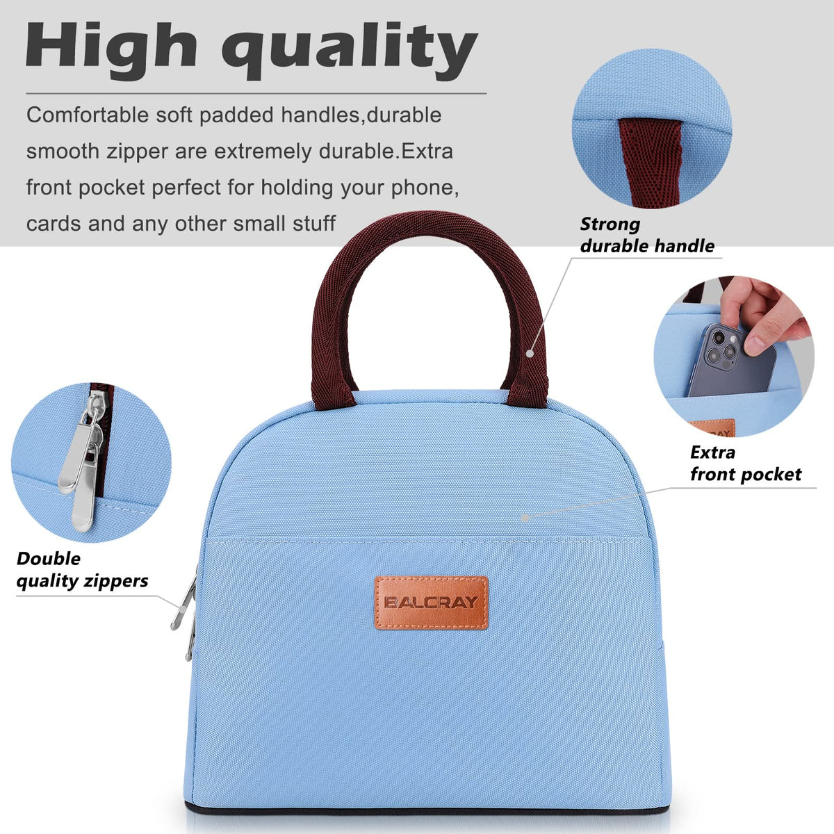 BALORAY Lunch Bag for Women Men Adult Lunch Box (Cherry), M