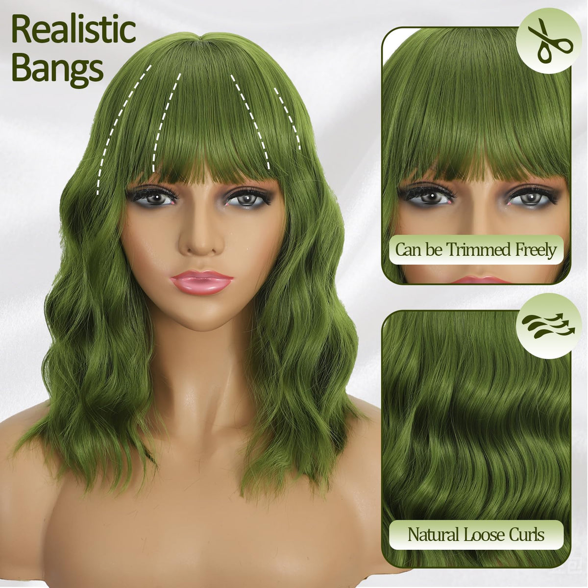 Dark Purple Wigs with Bangs for Women 14 Inch Short Wavy Bob Wigs Synthetic Bob Wig Curly Wig Heat Resistant Colorful Wavy Wig Cosplay Wigs For Daily Party Halloween