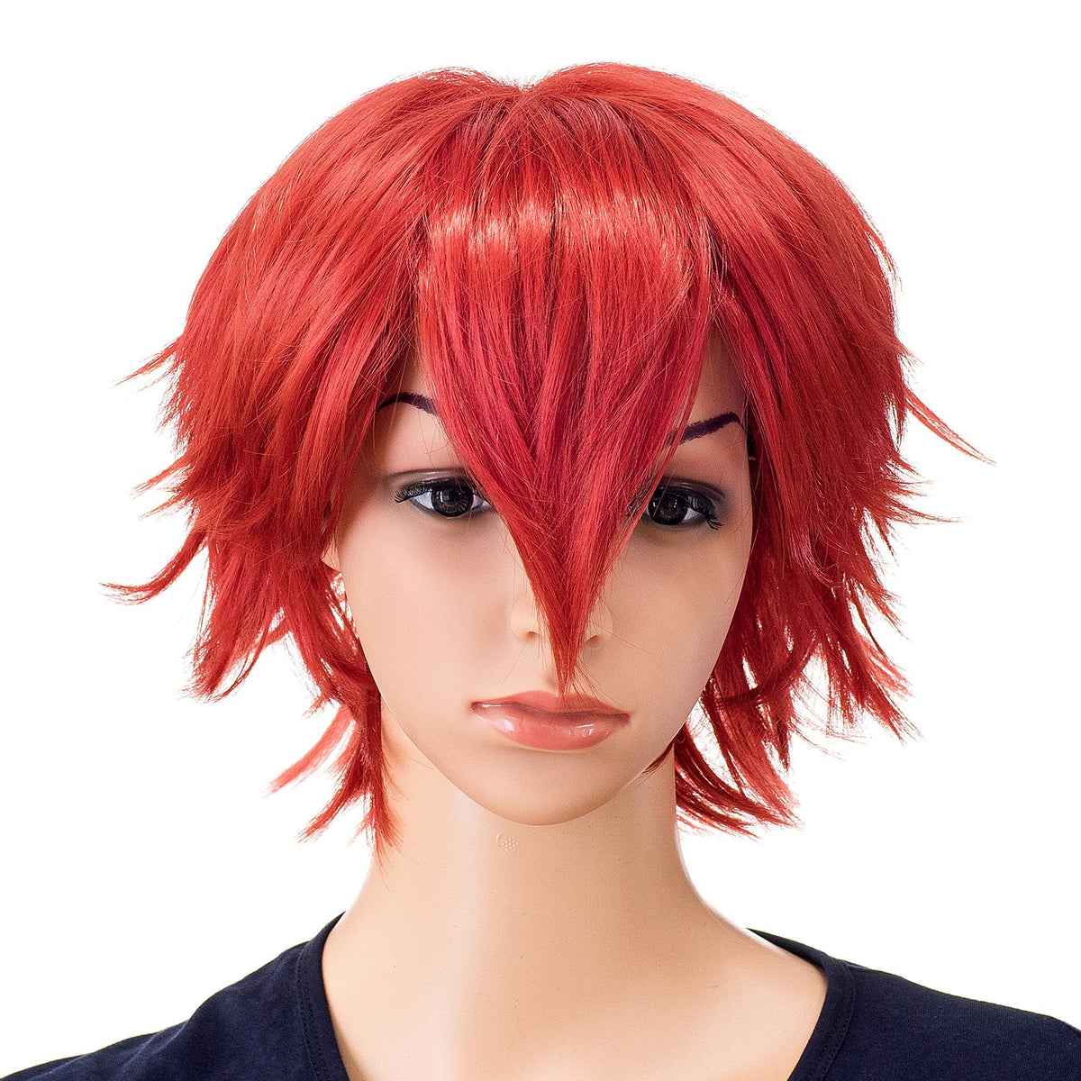 SWACC Unisex Fashion Spiky Layered Short Anime Cosplay Wig for Men and Women (1B-Off Black)