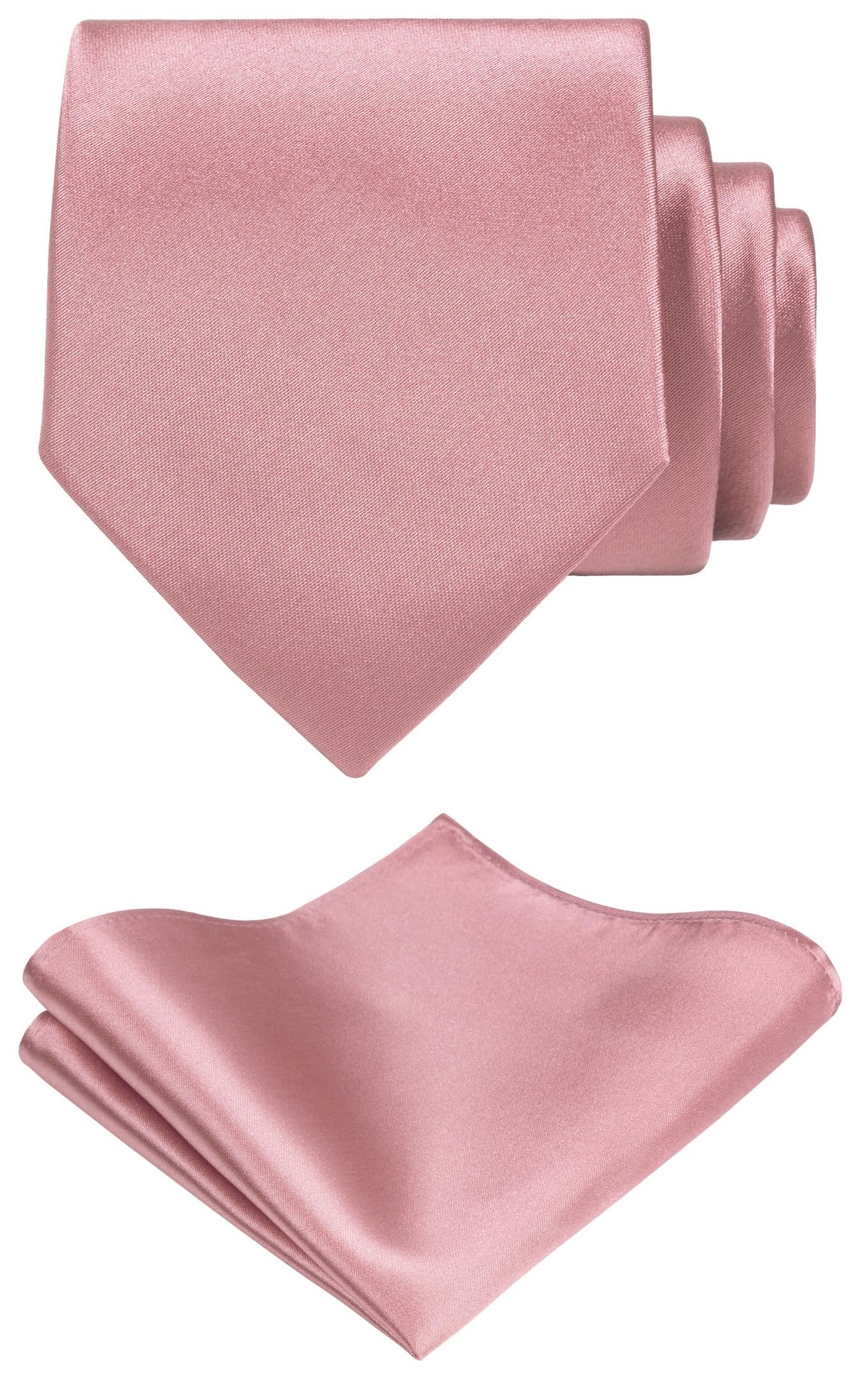 TIE G Solid Satin Woven dyed Color Formal Black Necktie and Pocket Square Sets in Gift Box