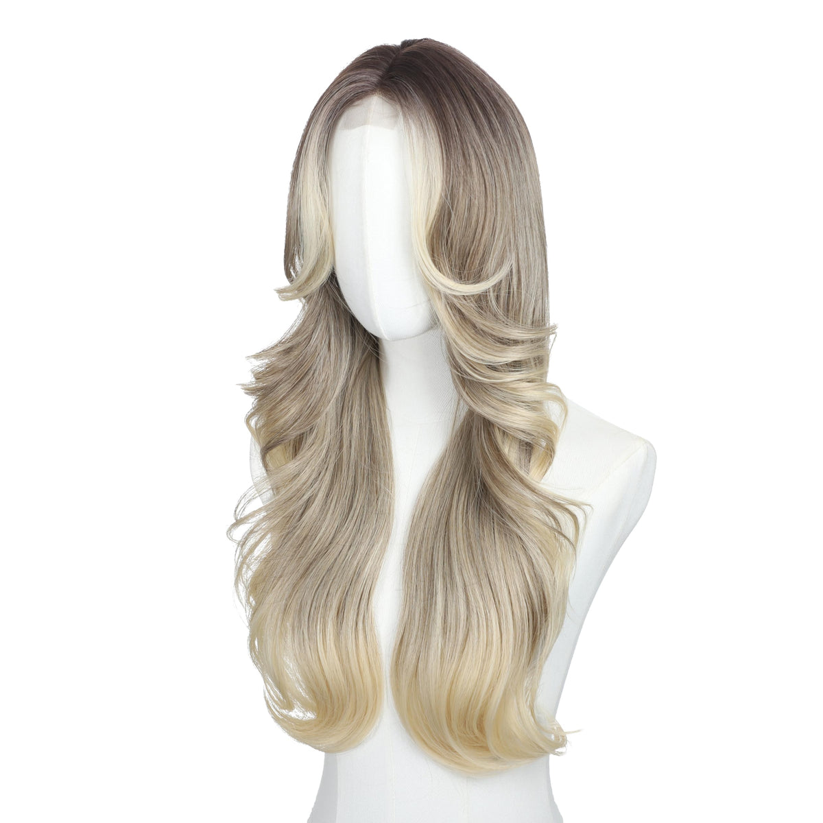 Brown Wigs for Women 26 Inch Middle Part Wavy Synthetic Wig