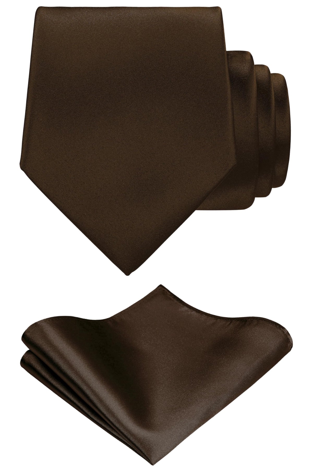 TIE G Solid Satin Woven dyed Color Formal Black Necktie and Pocket Square Sets in Gift Box