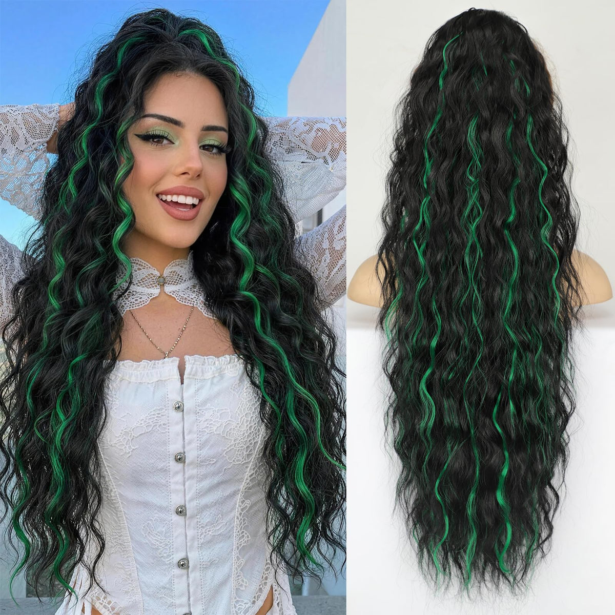 KooKaStyle Long Medium Brown Curly Synthetic Drawstring Ponytail Extension