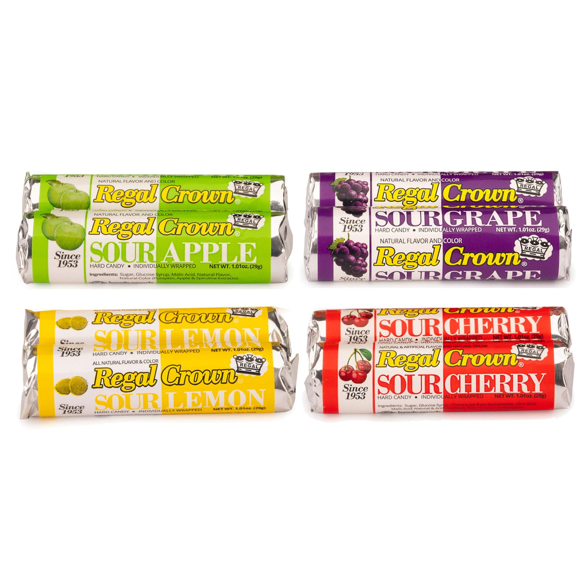 Regal Crown Roll Sour Cherry, 1.01 Ounce (Pack of 5), Sour Candy, The Hampton Candy Company