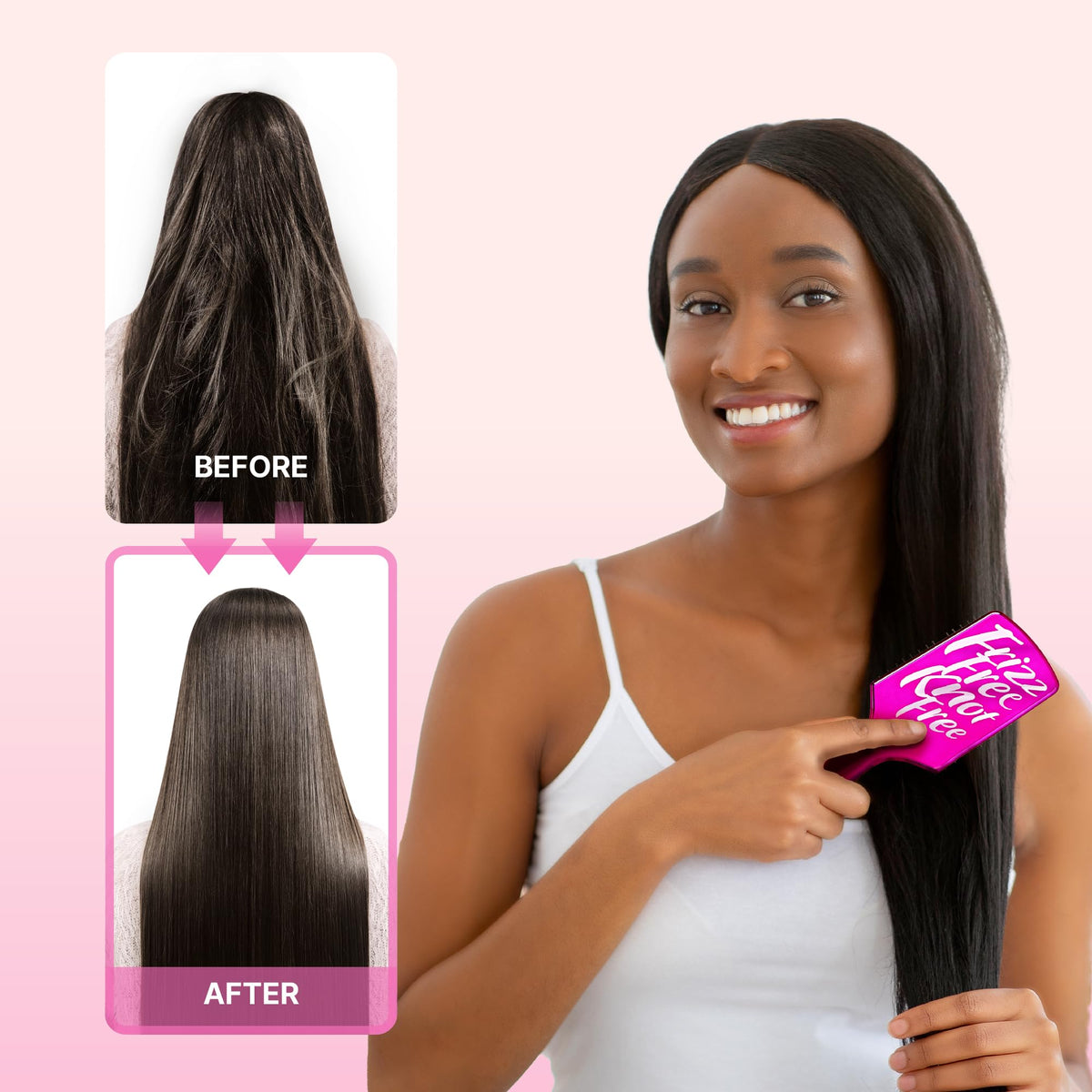 RED by Kiss Anti-Static & Anti-Frizz Wig Brush with Stainless Steel Knot-Free Bristles for Easy Detangling, Smooth Hair & Wigs Without Breakage or Snagging (Mini)