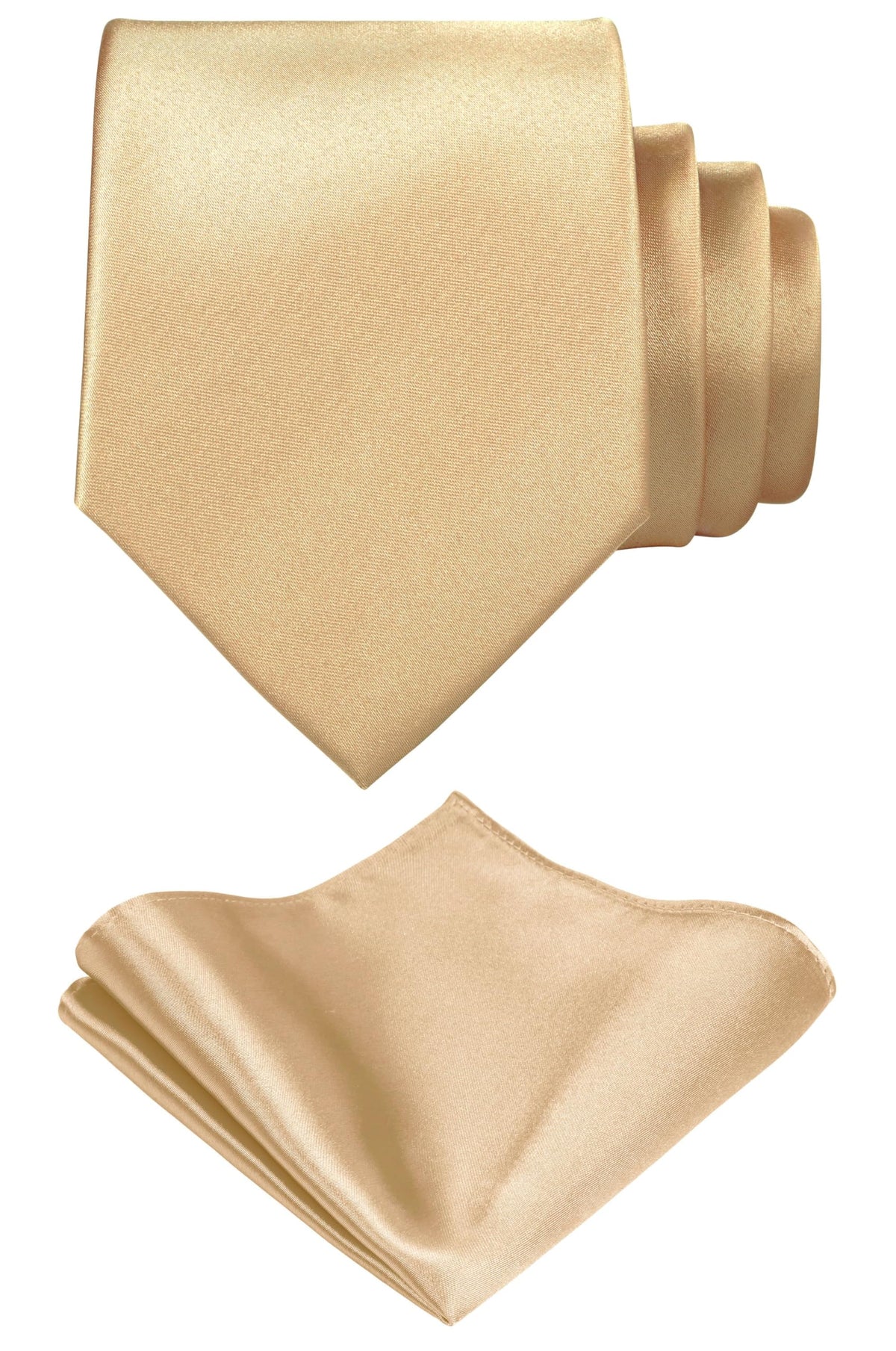 TIE G Solid Satin Woven dyed Color Formal Black Necktie and Pocket Square Sets in Gift Box