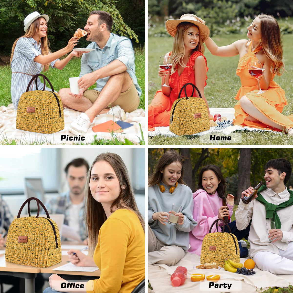 BALORAY Lunch Bag for Women Men Adult Lunch Box (Cherry), M