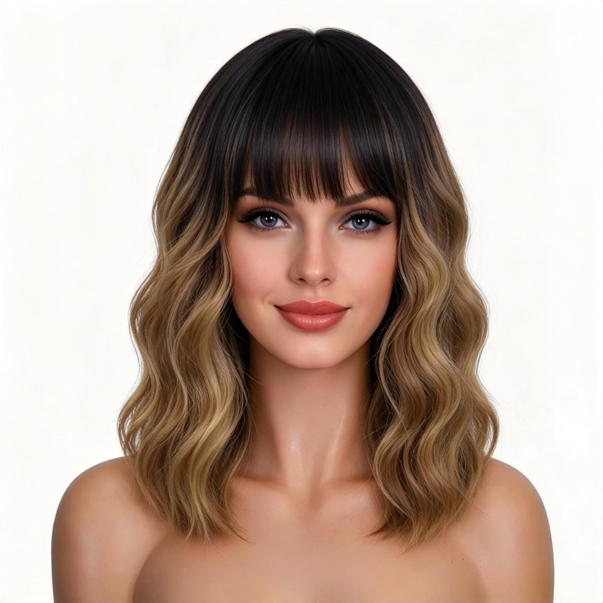 Dark Purple Wigs with Bangs for Women 14 Inch Short Wavy Bob Wigs Synthetic Bob Wig Curly Wig Heat Resistant Colorful Wavy Wig Cosplay Wigs For Daily Party Halloween