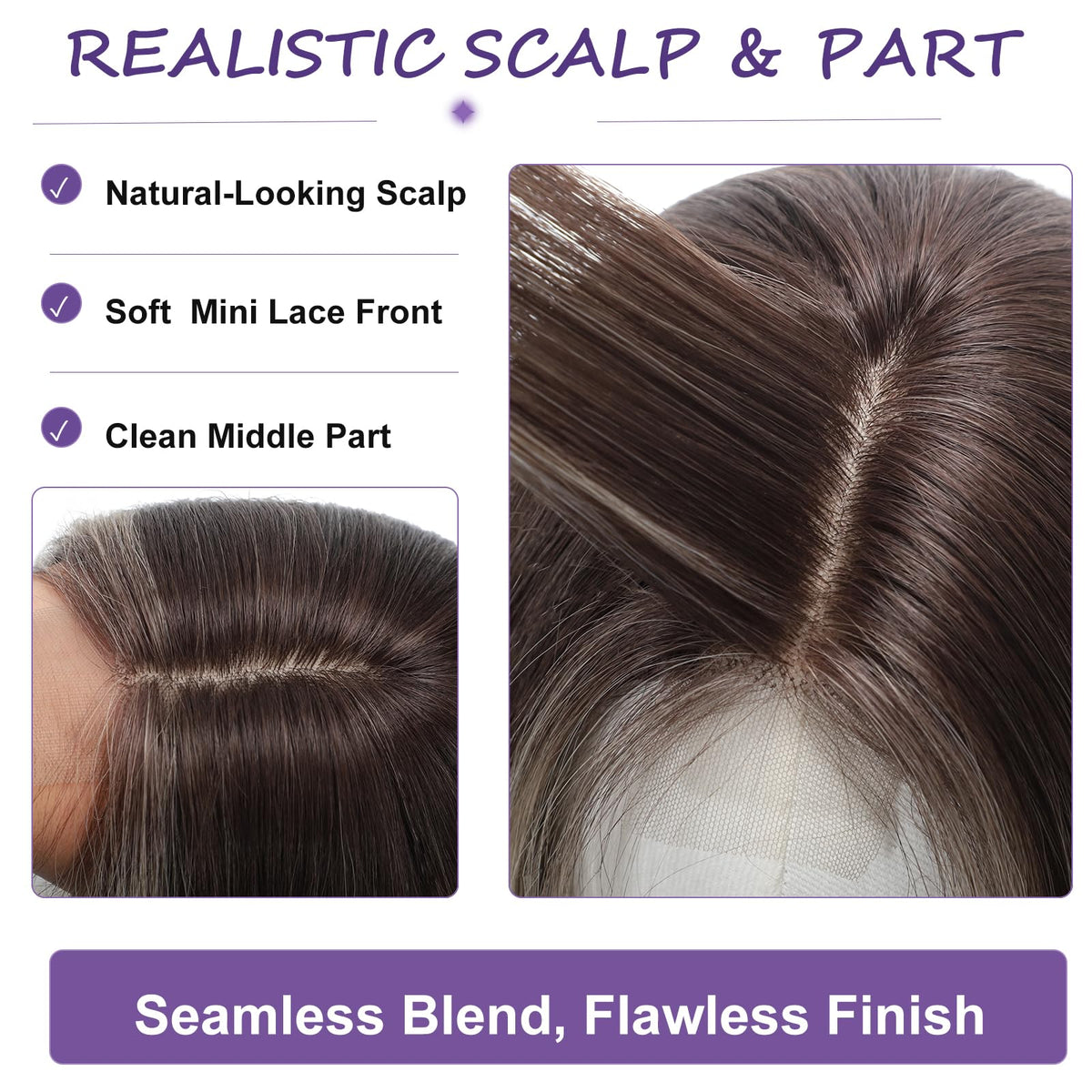 Brown Wigs for Women 26 Inch Middle Part Wavy Synthetic Wig