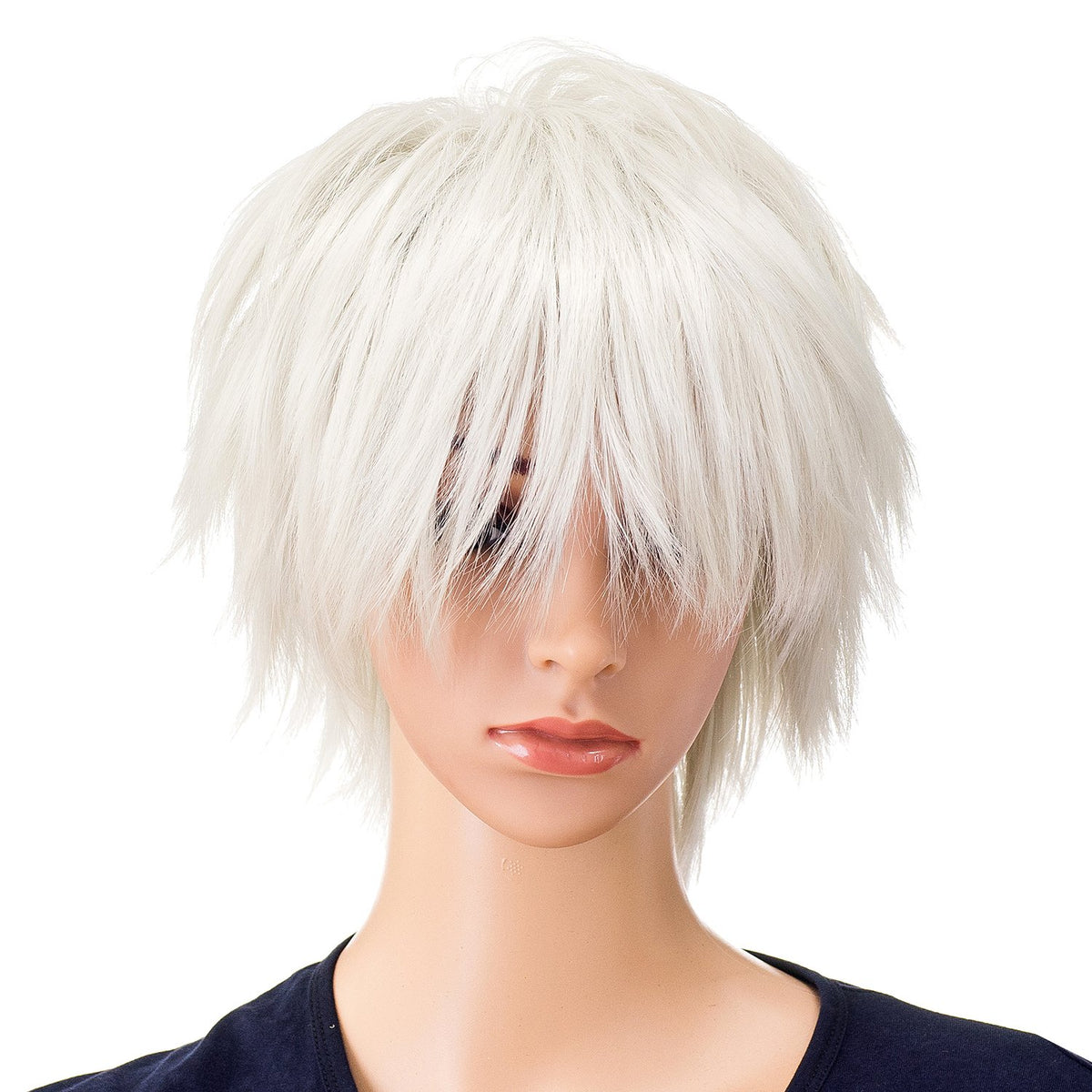 SWACC Unisex Fashion Spiky Layered Short Anime Cosplay Wig for Men and Women (1B-Off Black)