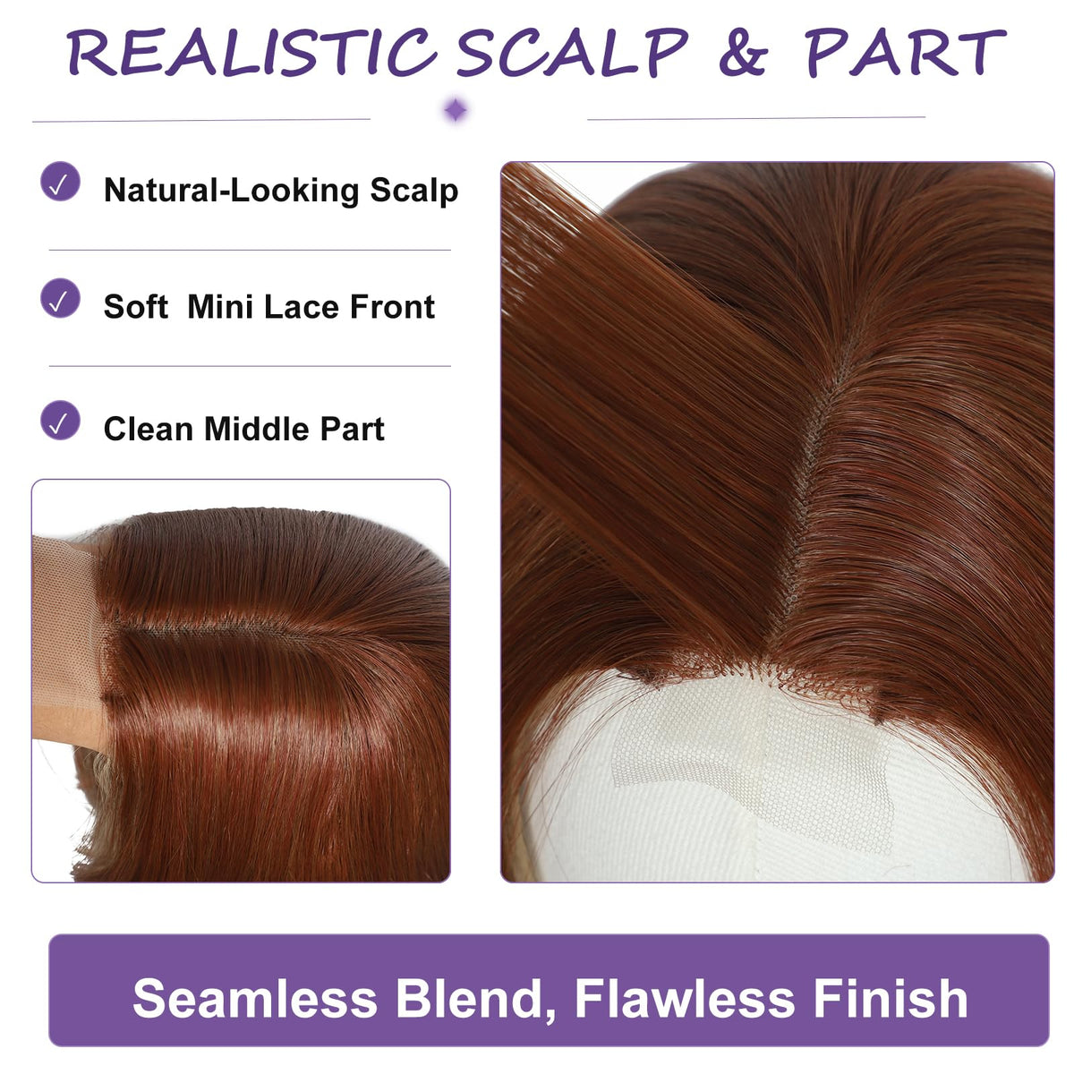 Brown Wigs for Women 26 Inch Middle Part Wavy Synthetic Wig
