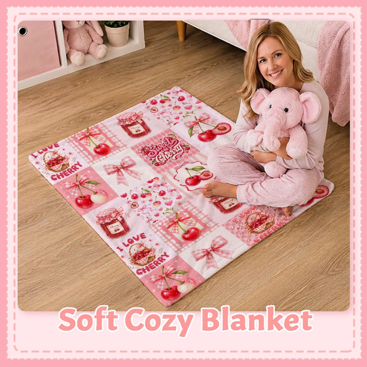 Cherry Blanket, Cherry Gifts for Women, Fruit Throw Blanket