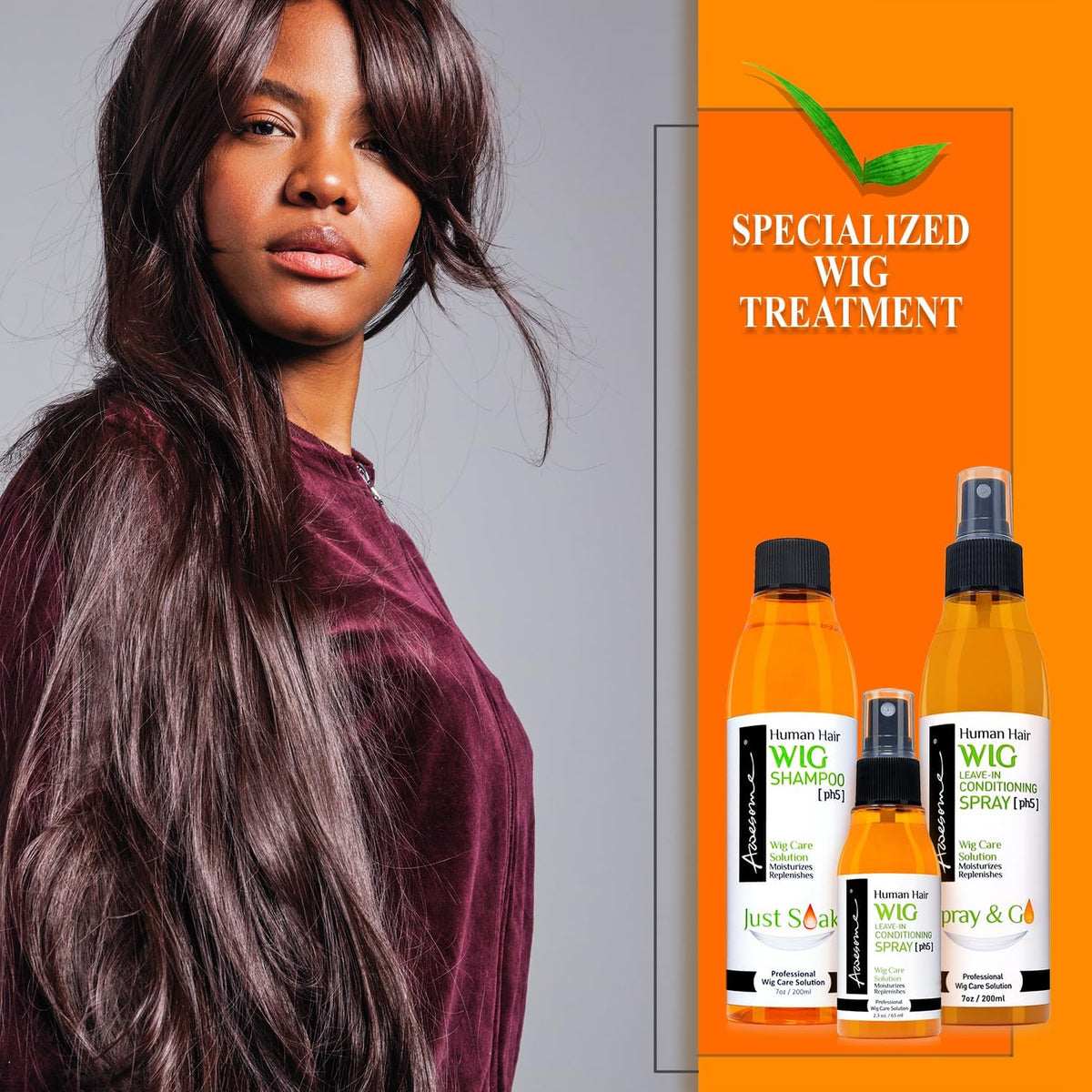Awesome Synthetic Wig Care Kit, Shampoo & Leave-In Conditioner, 3-Pack