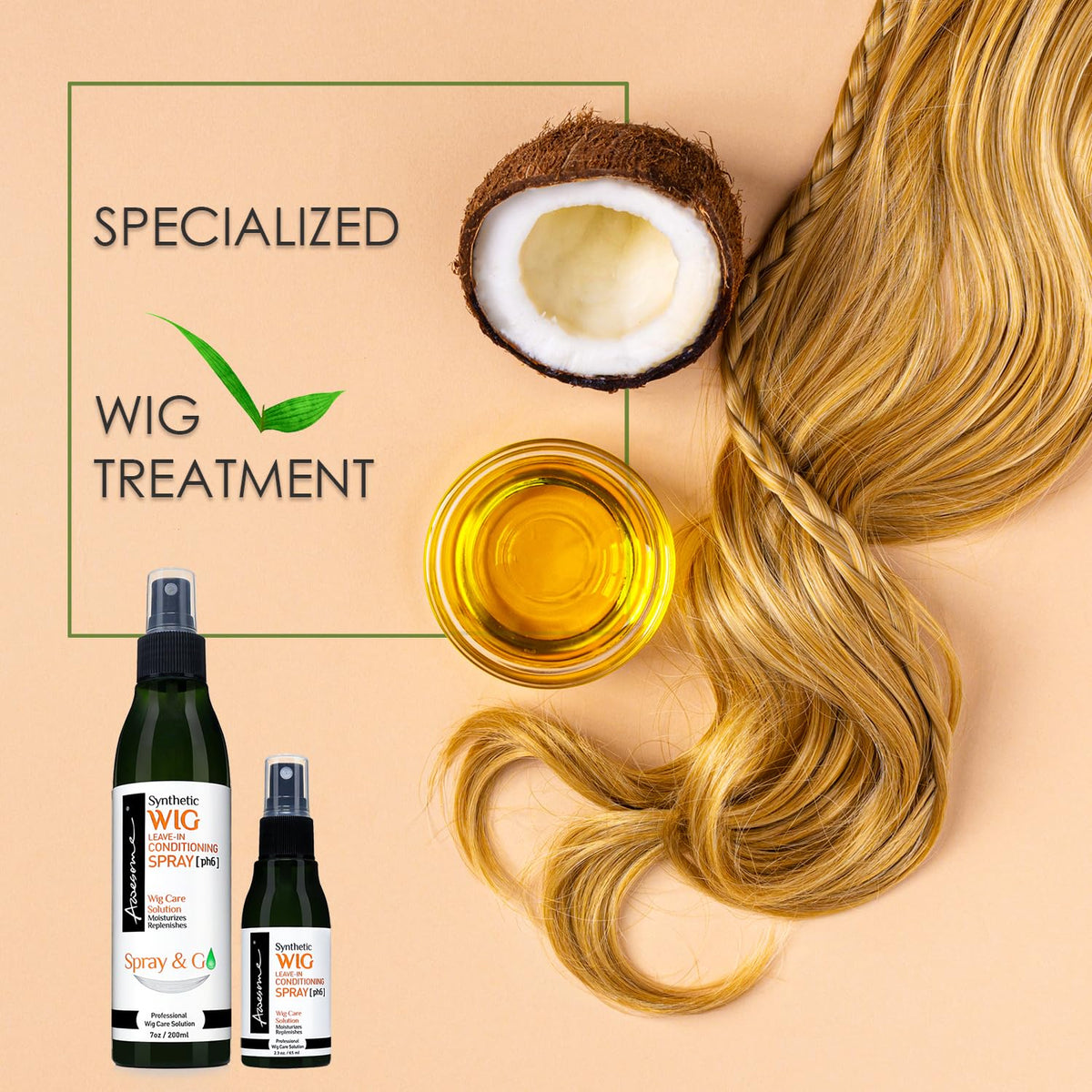Awesome Synthetic Wig Care Kit, Shampoo & Leave-In Conditioner, 3-Pack