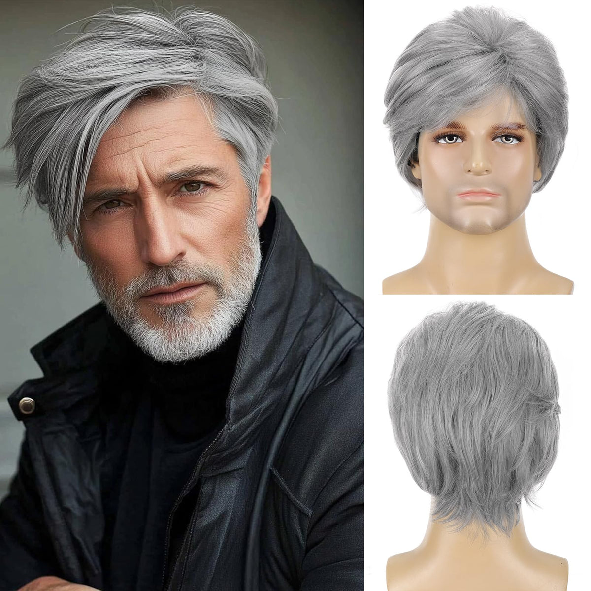 YYHR 80s Brown Wigs for Mens Mullet Rocker Costume Long Synthetic Hair Wig