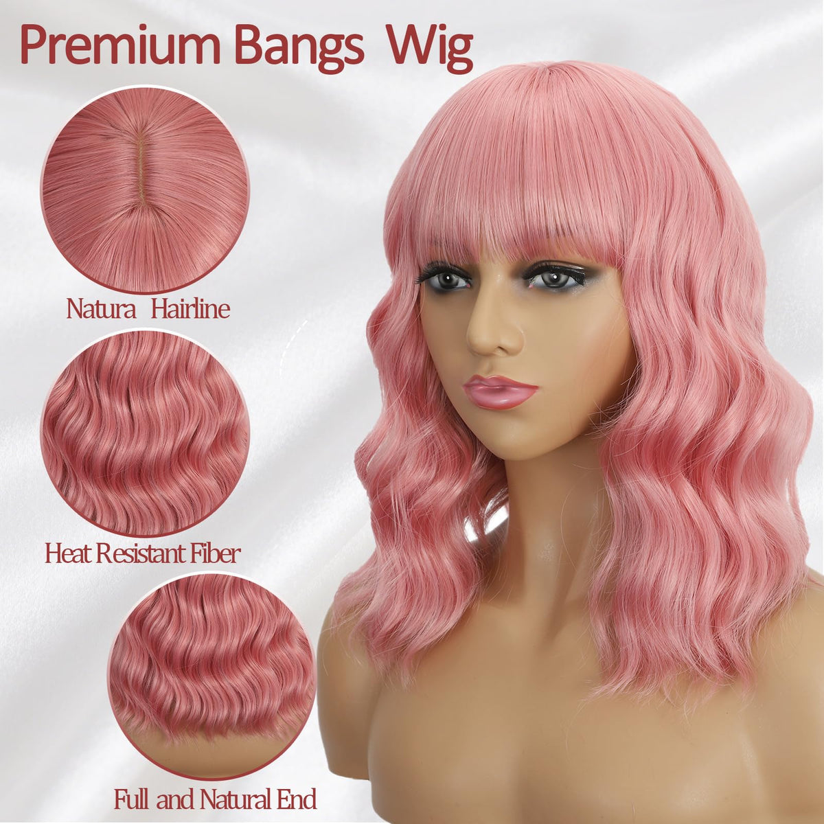 Dark Purple Wigs with Bangs for Women 14 Inch Short Wavy Bob Wigs Synthetic Bob Wig Curly Wig Heat Resistant Colorful Wavy Wig Cosplay Wigs For Daily Party Halloween