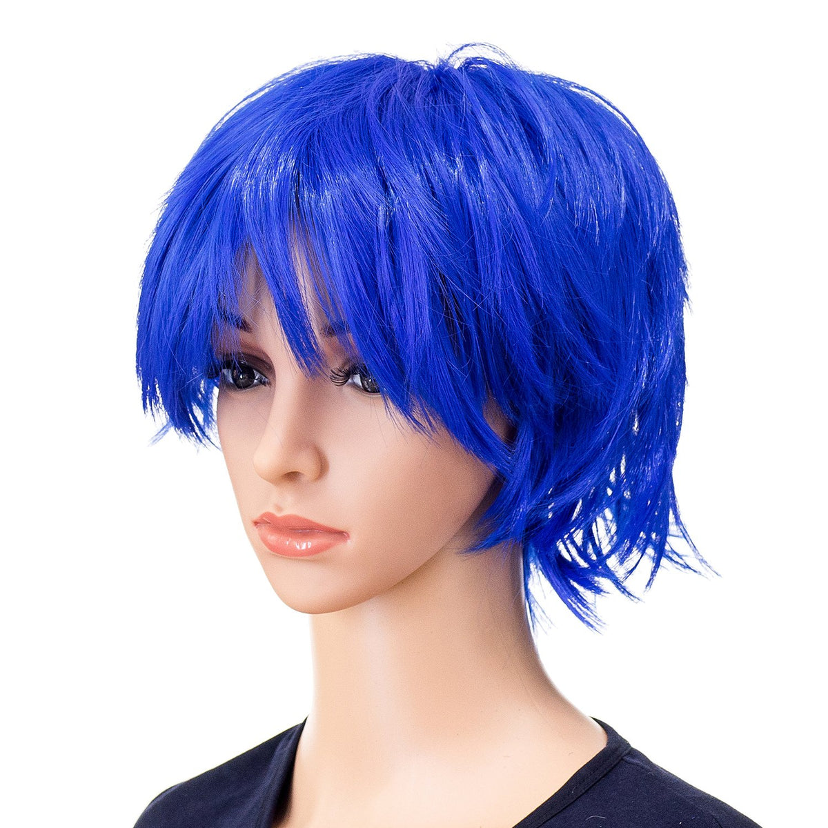 SWACC Unisex Fashion Spiky Layered Short Anime Cosplay Wig for Men and Women (1B-Off Black)