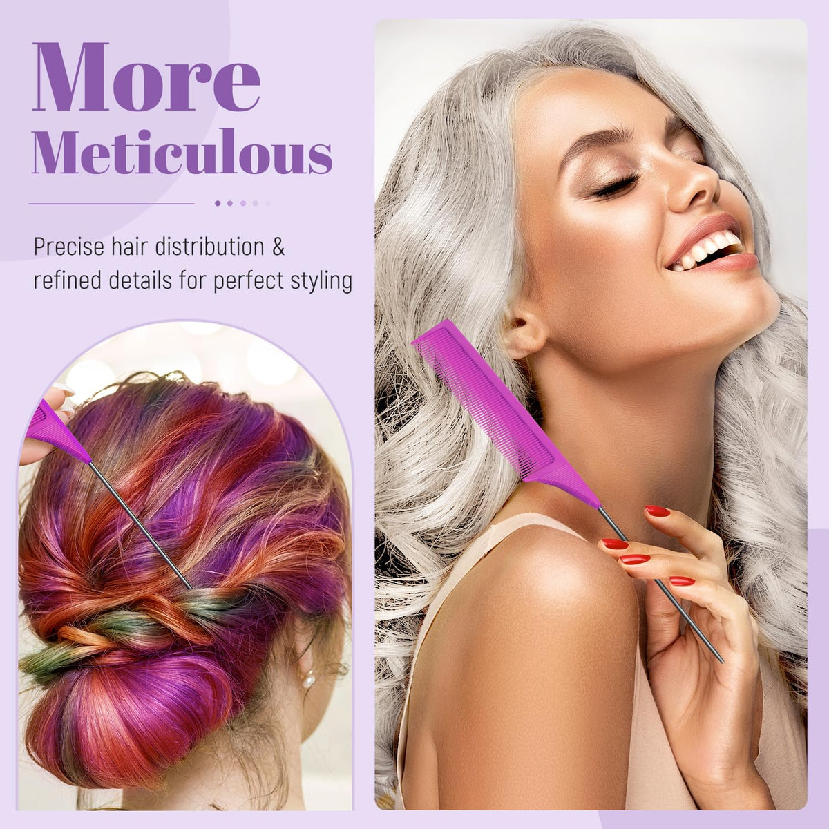 Wig Brush Comb Set, Premium Matte Grip, 2pcs Professional Extension Brush with Ergonomic Travel Size Design for Human and Synthetic Hair