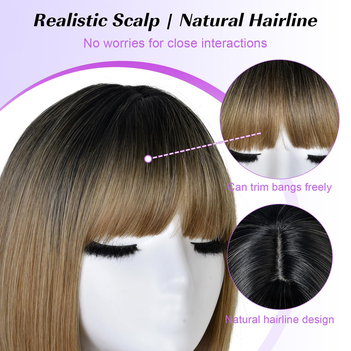 Hightlight Brown Bob Wig With Bangs Short Bob Wigs for Women Girl