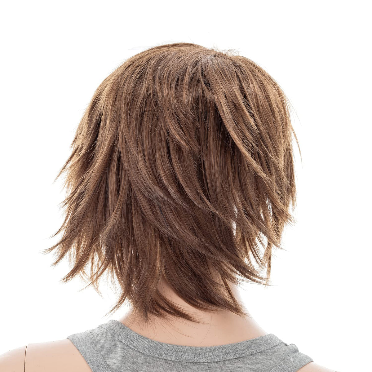 SWACC Unisex Fashion Spiky Layered Short Anime Cosplay Wig for Men and Women (1B-Off Black)