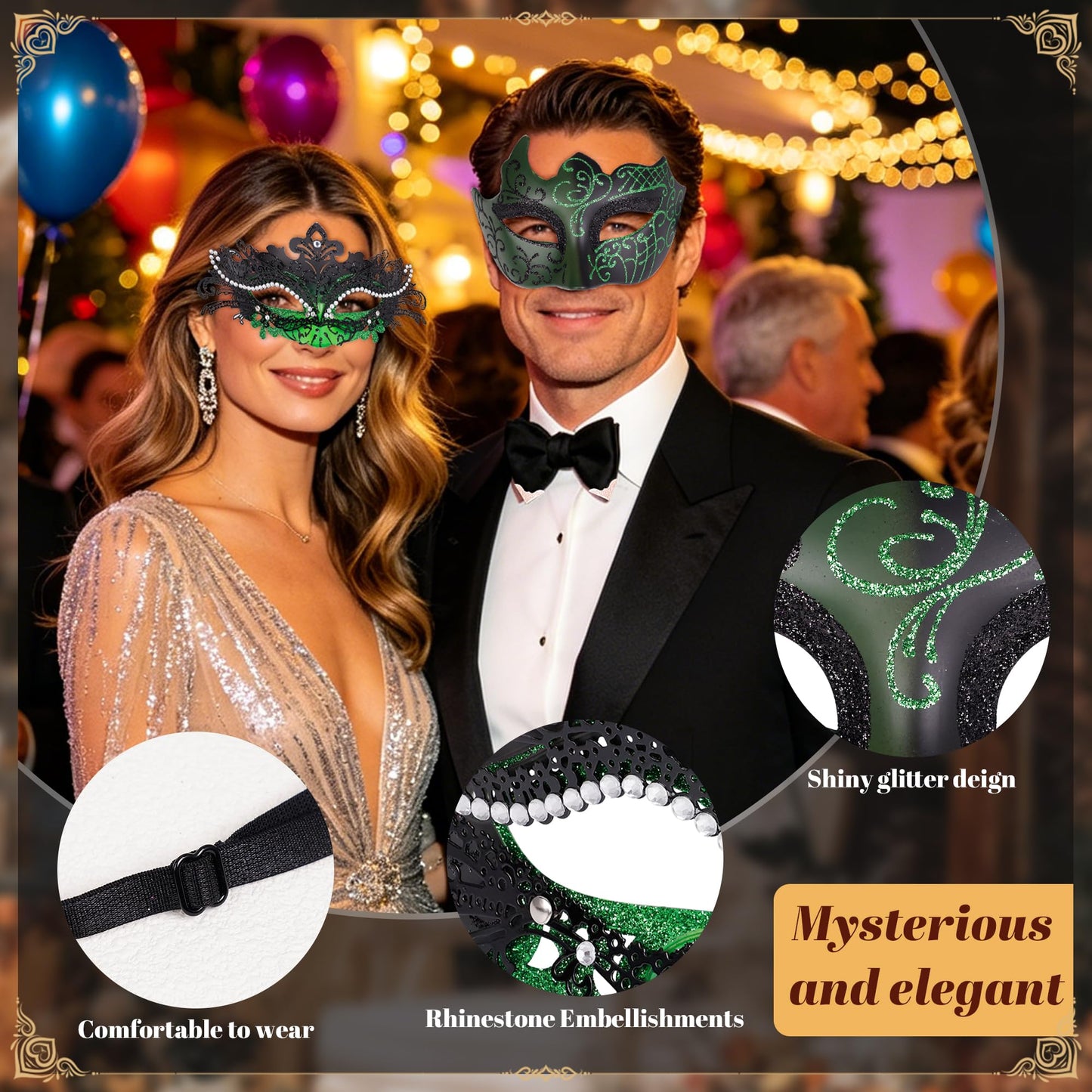 Masquerade Mask for Women Couples Metal Venetian Party Mask Mardi Gras Venetian Mask Evening Mask Halloween Accessory