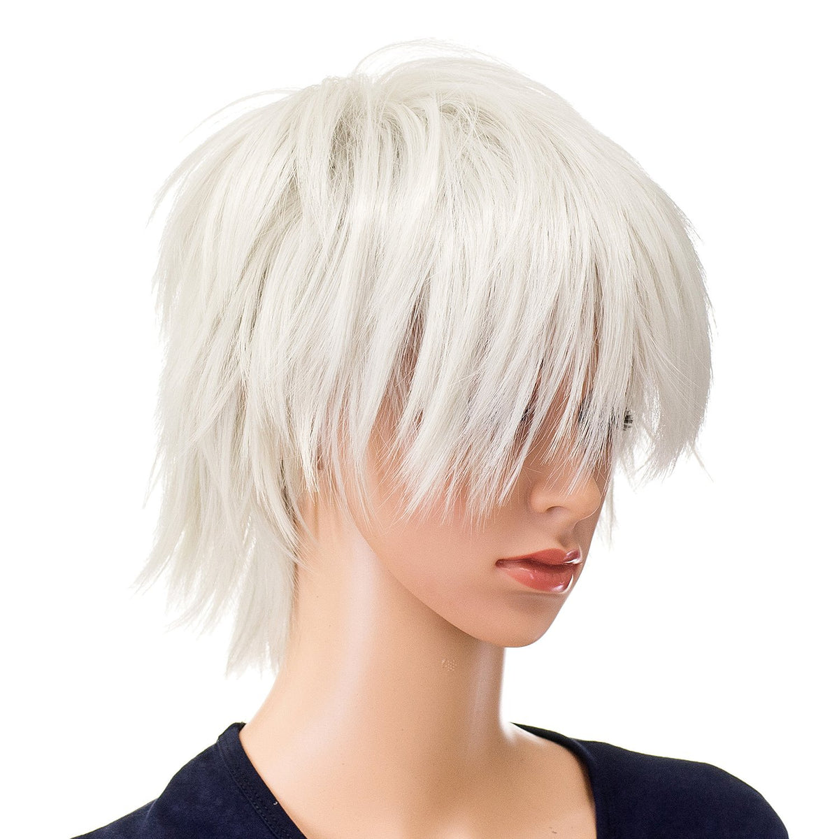 SWACC Unisex Fashion Spiky Layered Short Anime Cosplay Wig for Men and Women (1B-Off Black)