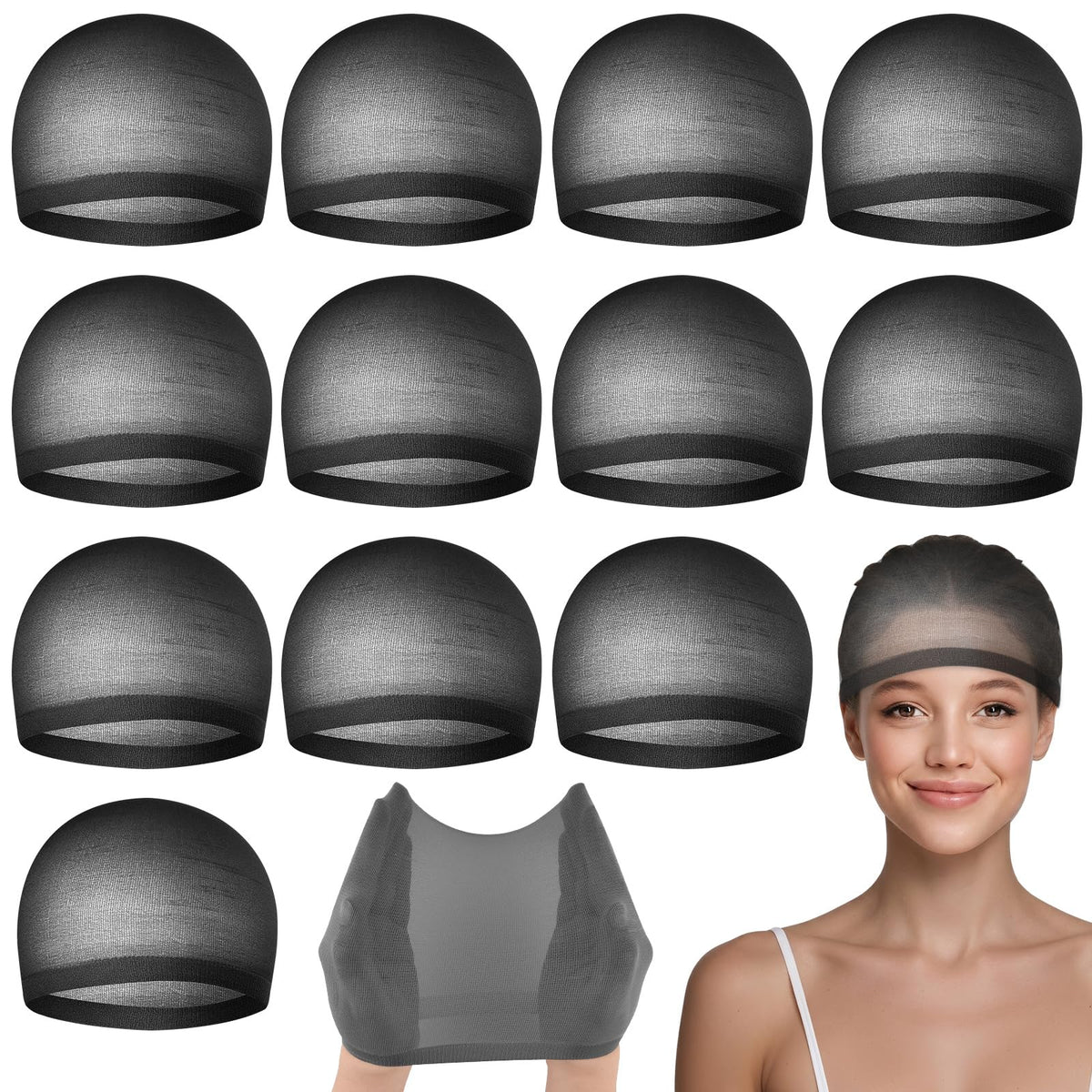 PLULON 6 Pcs Wig Cap for Women, Mesh Stocking Wig Caps Net Closed End Hair Mesh Net Liner Ultra-thin Invisible for Women Men Cosplay Show Halloween Bachelorette Party Music Festivals Daily Life