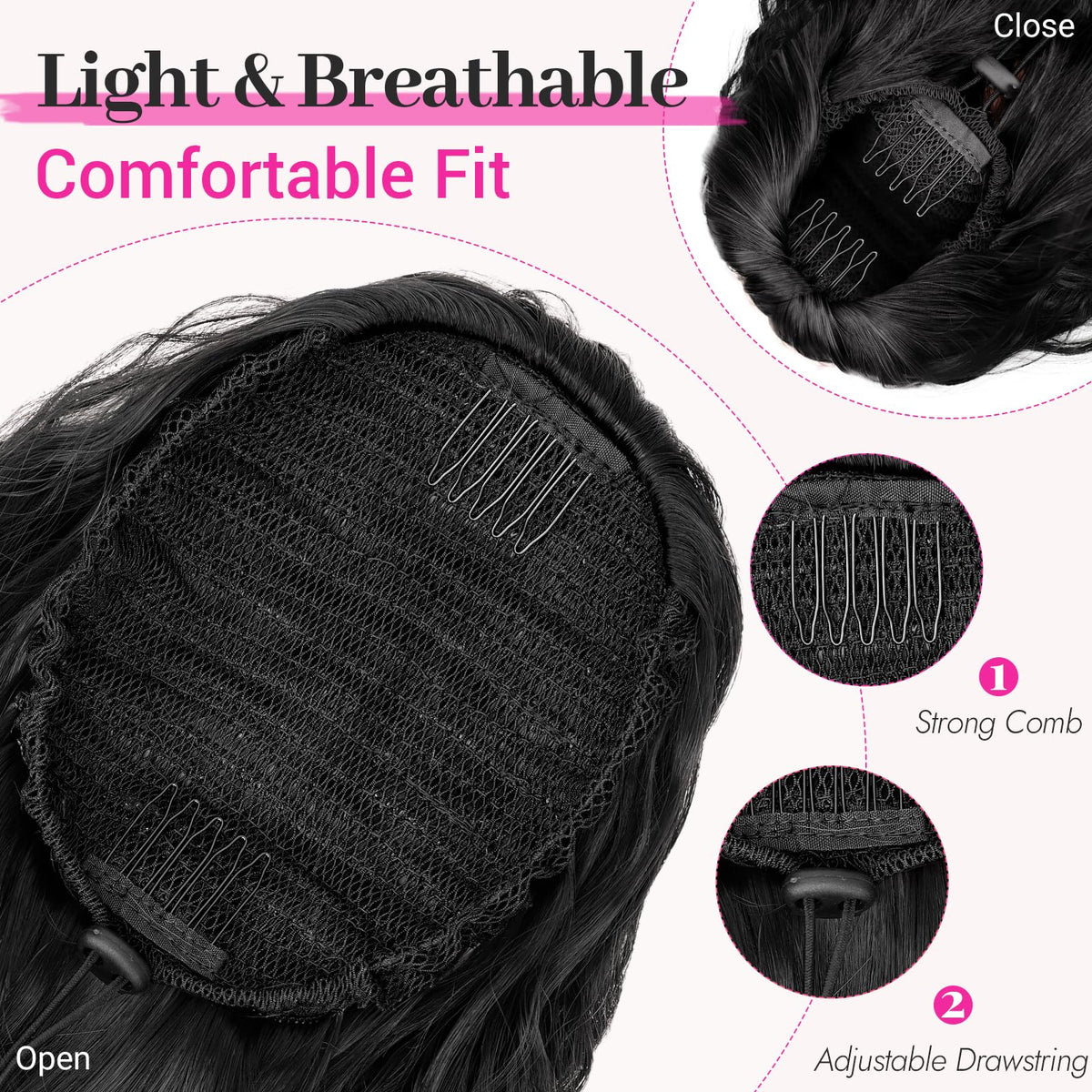 KooKaStyle Long Medium Brown Curly Synthetic Drawstring Ponytail Extension
