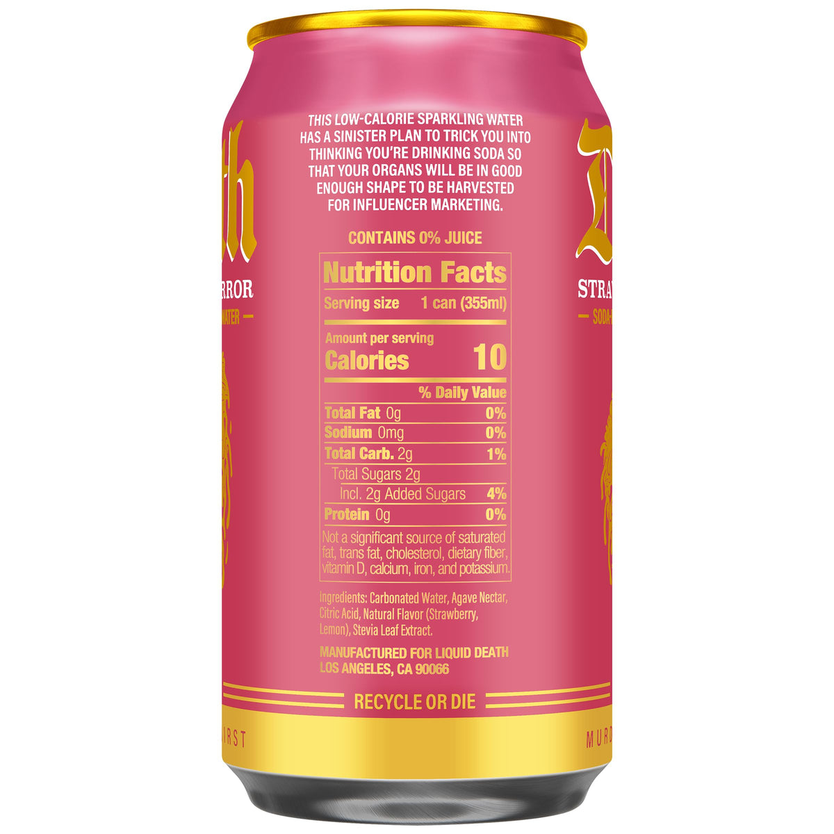 Liquid Death Soda-Flavored Sparkling Water - Cherry Obituary, Less Sugar*, Huge Flavor, No Caffeine, No Artificial Sweeteners, 12 Fl Oz (Pack of 12)