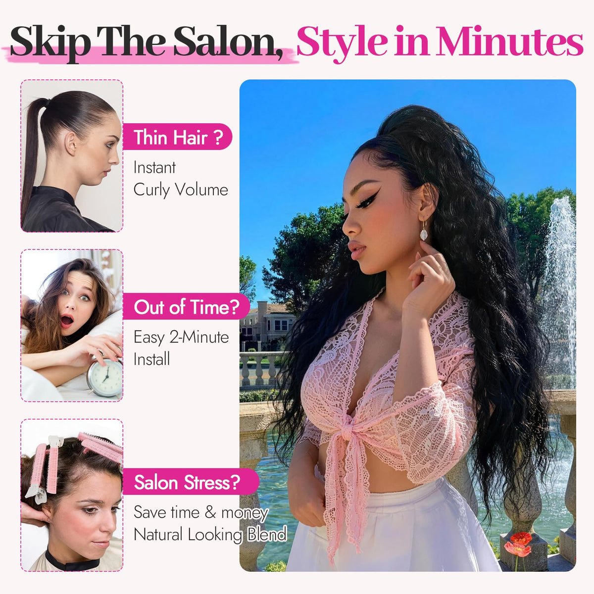 KooKaStyle Long Medium Brown Curly Synthetic Drawstring Ponytail Extension