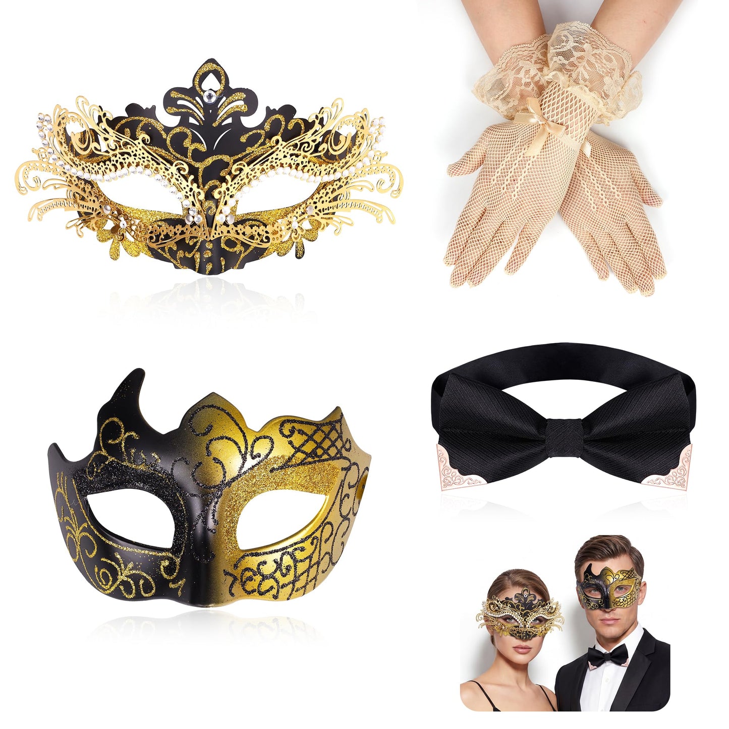 Masquerade Mask for Women Couples Metal Venetian Party Mask Mardi Gras Venetian Mask Evening Mask Halloween Accessory