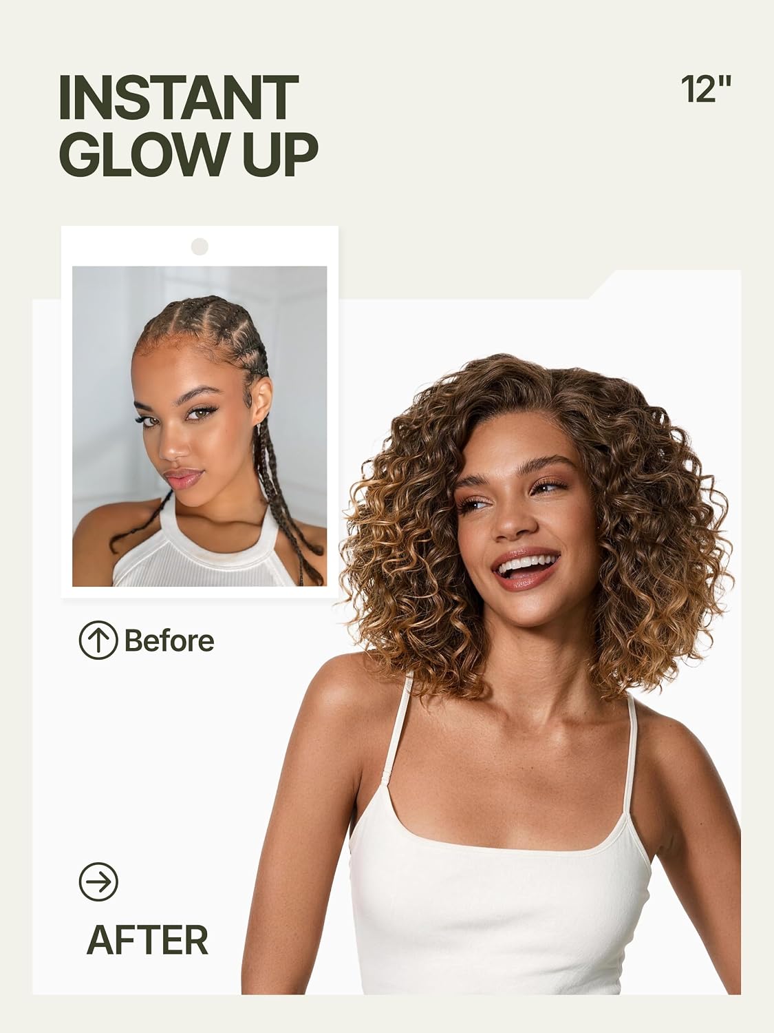 Frodio Curly Water Wave Glueless Wig 12'' Short Curly Wigs Honey Brown Mix