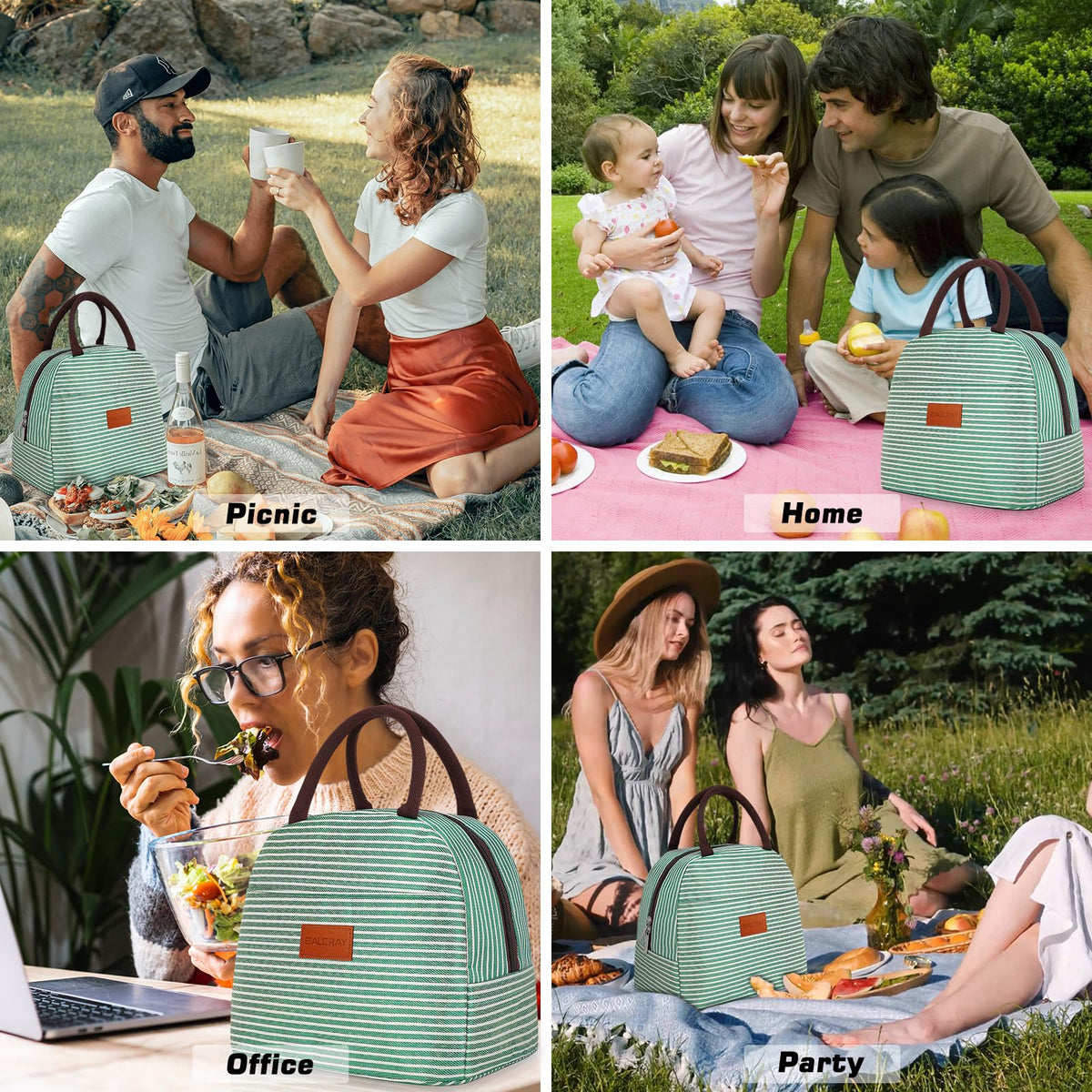 BALORAY Lunch Bag for Women Men Adult Lunch Box (Cherry), M