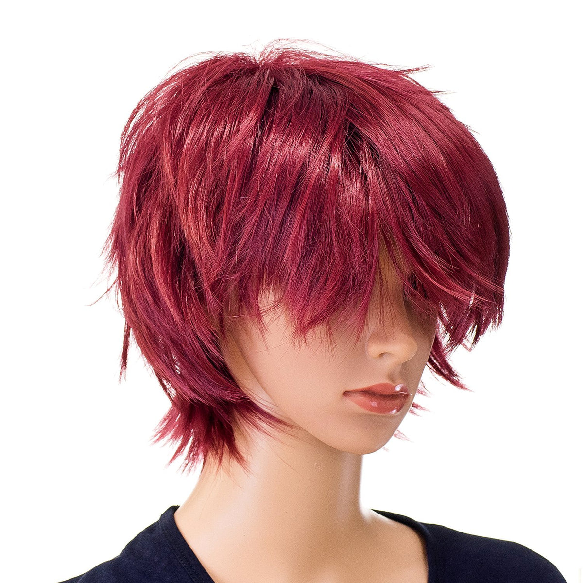 SWACC Unisex Fashion Spiky Layered Short Anime Cosplay Wig for Men and Women (1B-Off Black)
