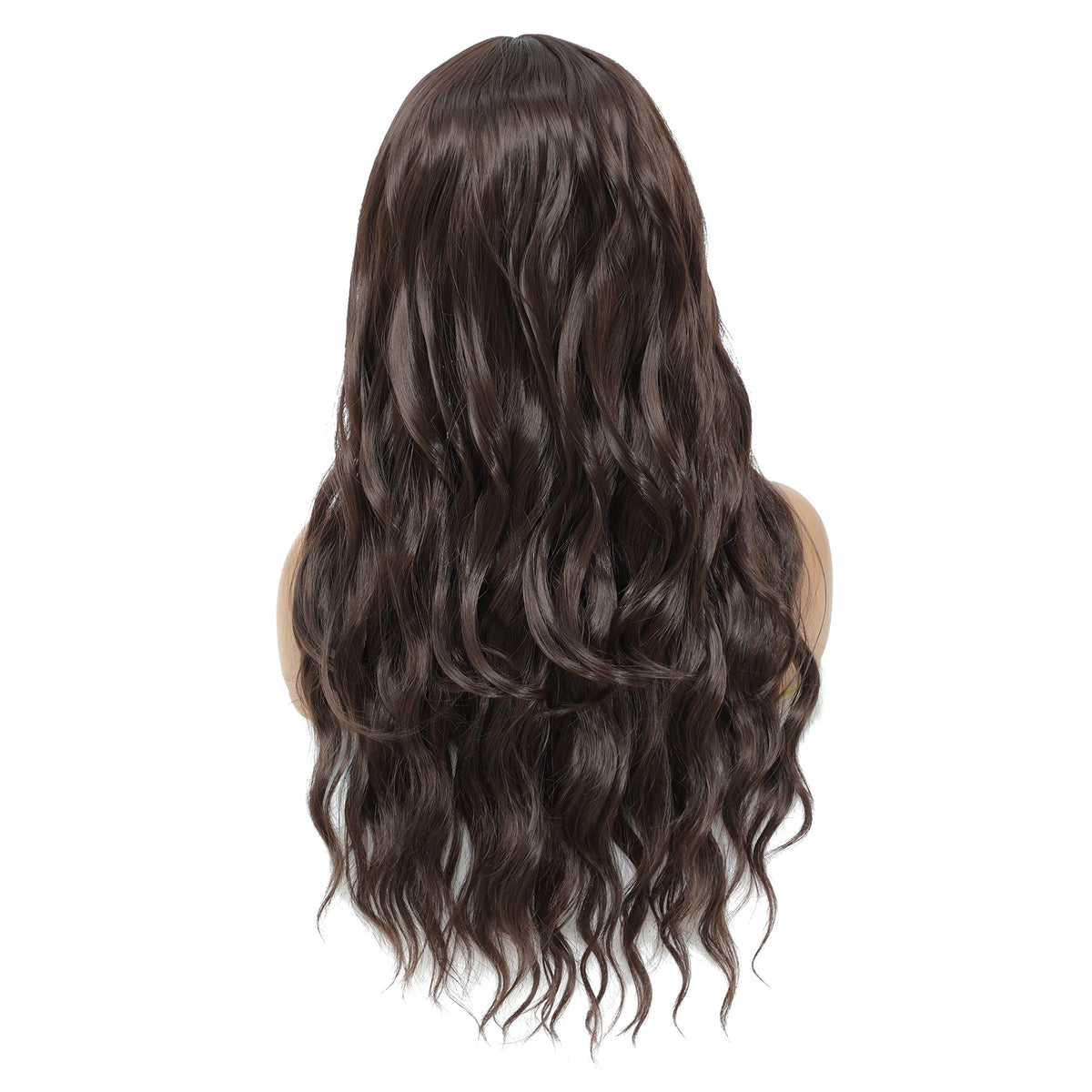 SWACC Long Curly Wavy Wig with Bangs Synthetic Hair Wig for Women with Wig Cap (Pink Ombre)