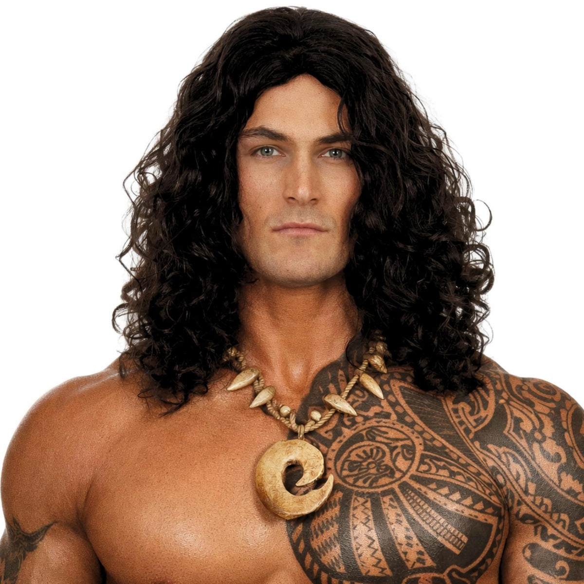 ALLAURA – Jon Snow Wig Northern Snow King Wig + Shield Jon Snow Pin – Bruno Short Black Curly Cosplay Wigs For Men Halloween Cosplay Halloween Costume