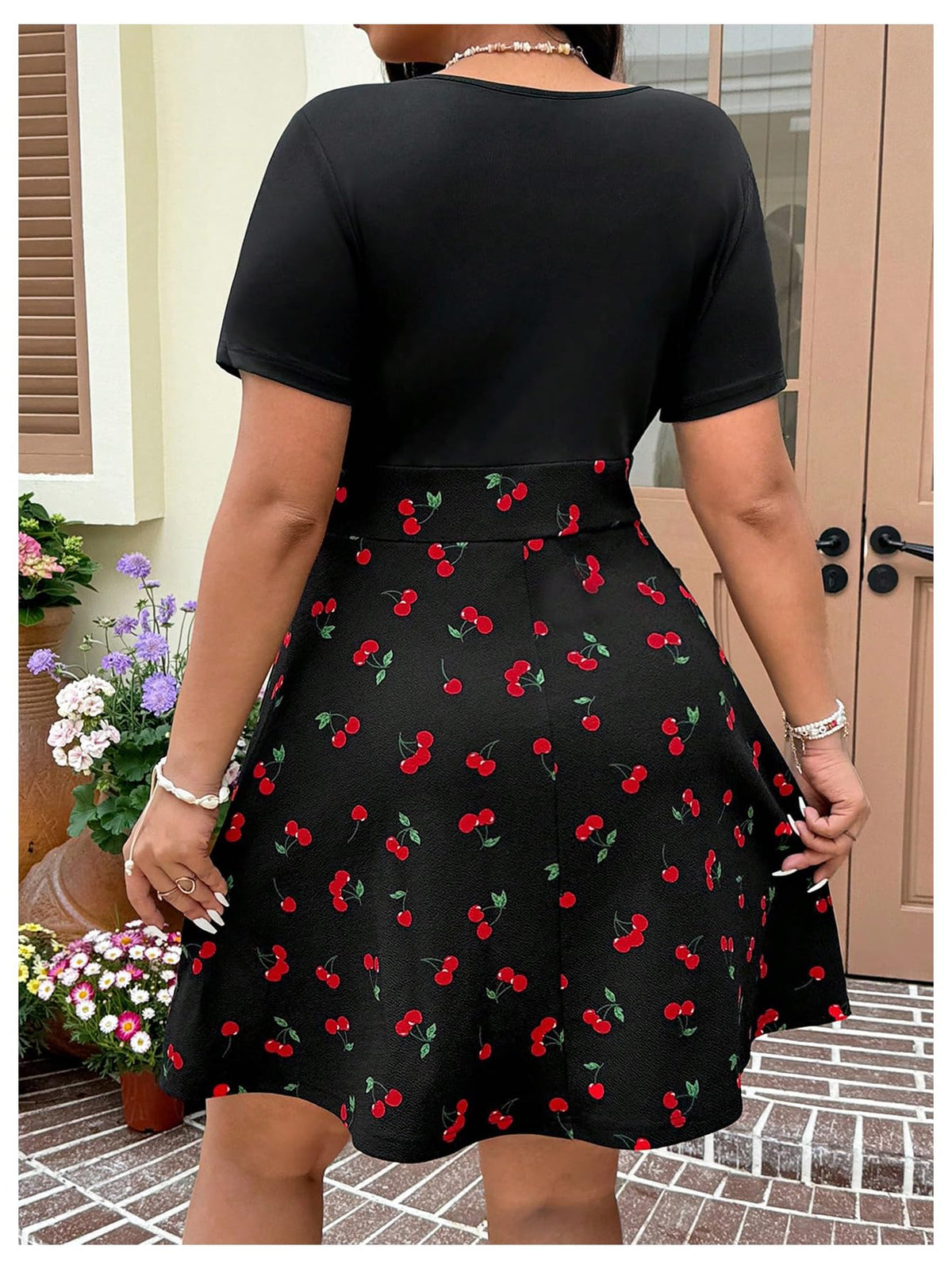 SOLY HUX Women's Plus Size Summer Short Dresses Short Sleeve Print Dress