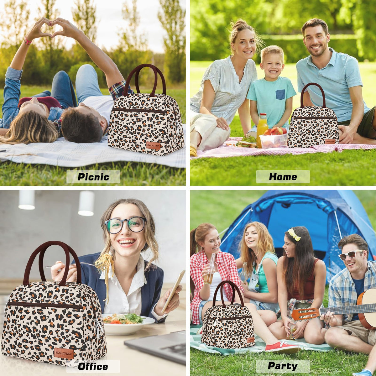 BALORAY Lunch Bag for Women Men Adult Lunch Box (Cherry), M