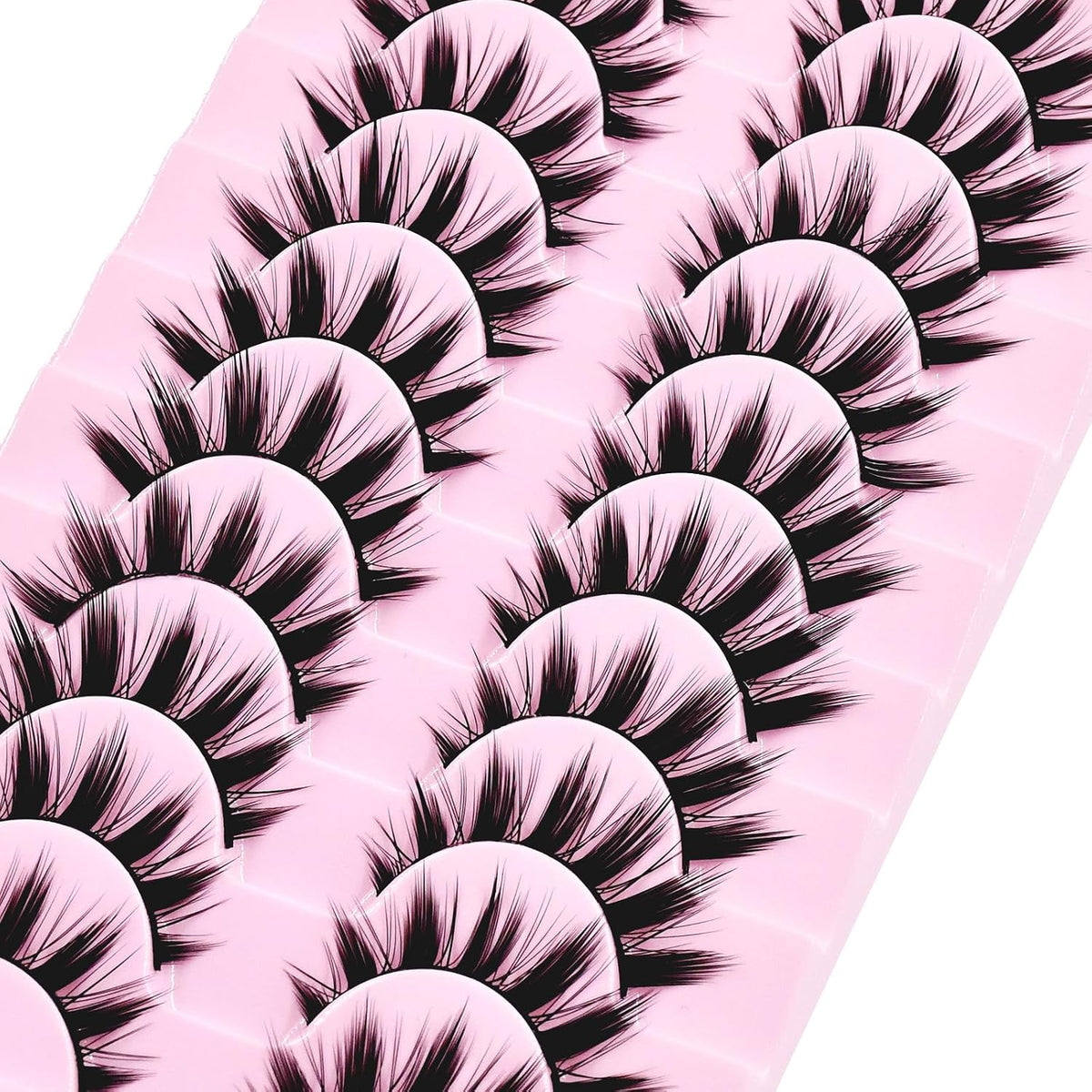 10 Pairs Manga Lashes Anime Cosplay Lashes Spiky Manga Style Lashes Janpanese 16mm Extension Natural Manhua Doll Eye Lashes Halloween/Party Makeup Look by AUGENLI (A3)