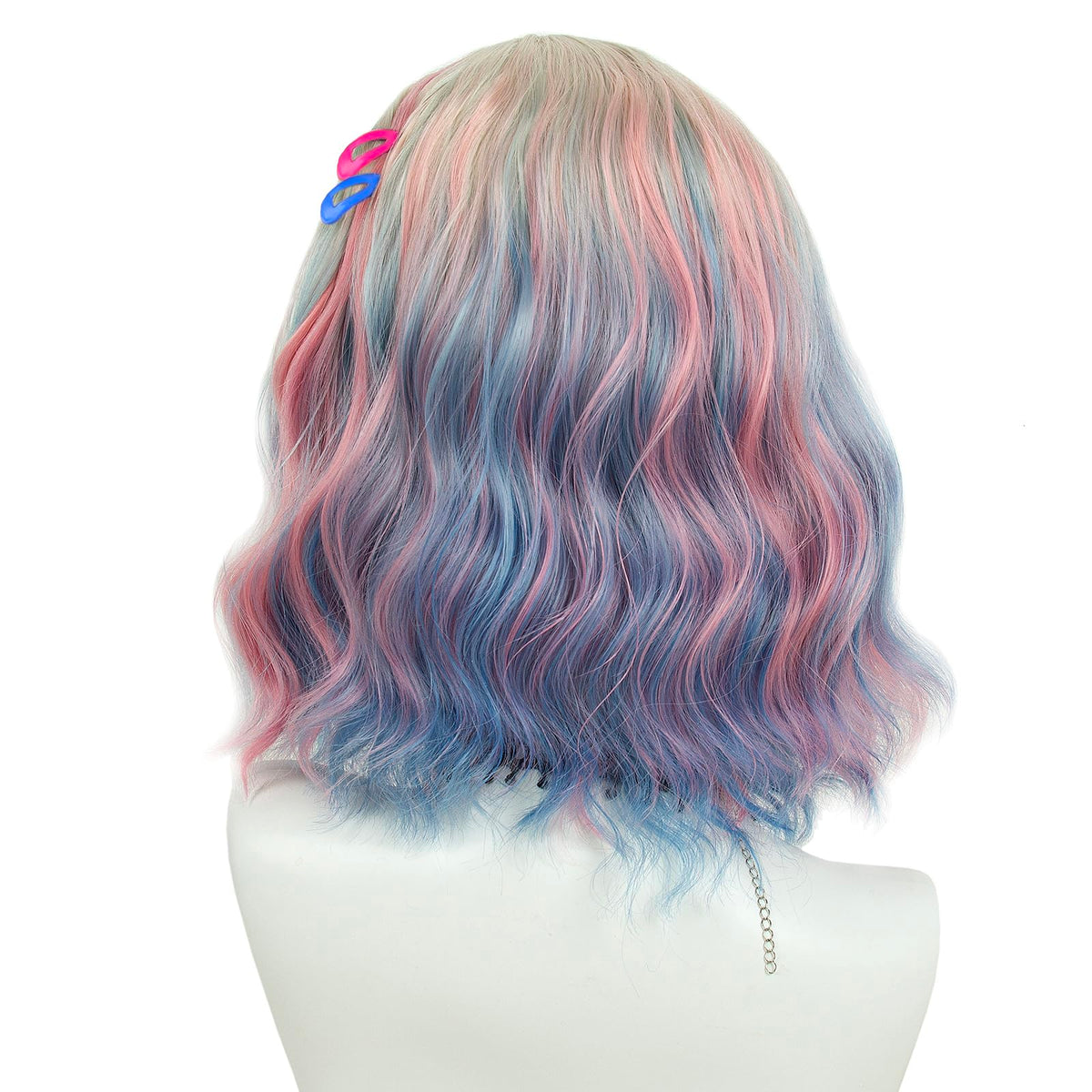Long Pastel Wigs for Women Heat Resistant Hair Natural Wigs for Daily Cosplay Costume Party Carnival Purple-pink Gradient with Blue Highlights
