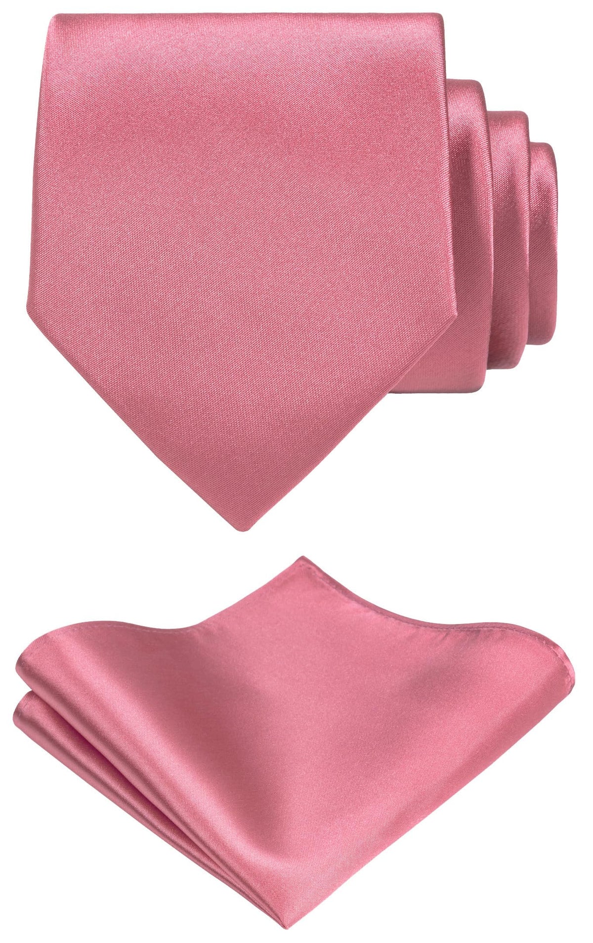 TIE G Solid Satin Woven dyed Color Formal Black Necktie and Pocket Square Sets in Gift Box